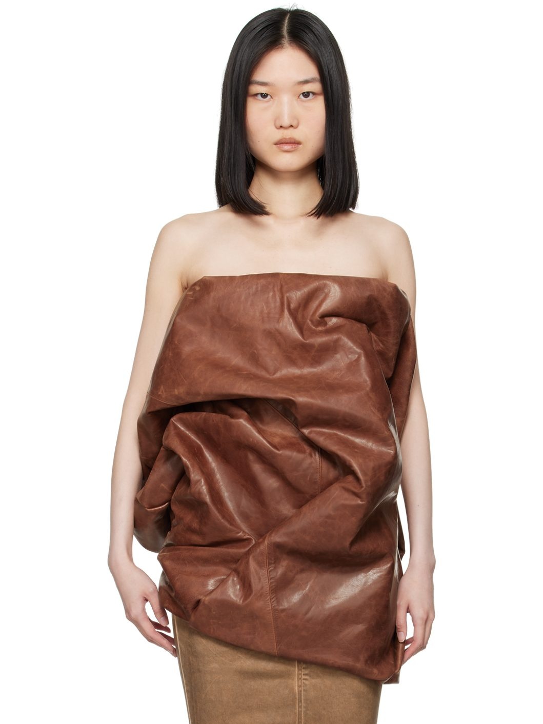 Brown Lido Hun Leather Camisole - 1