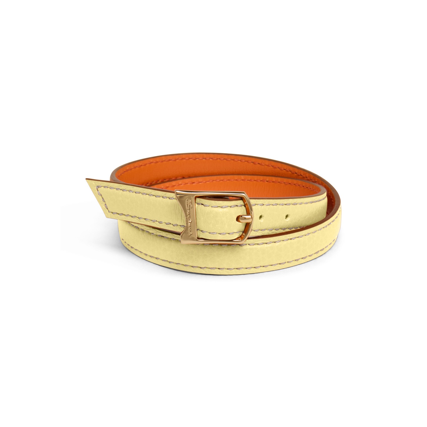 Yellow tumbled leather bracelet - 1
