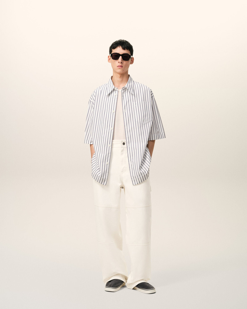 AMI Paris WHITE COTTON WORKER TROUSERS outlook