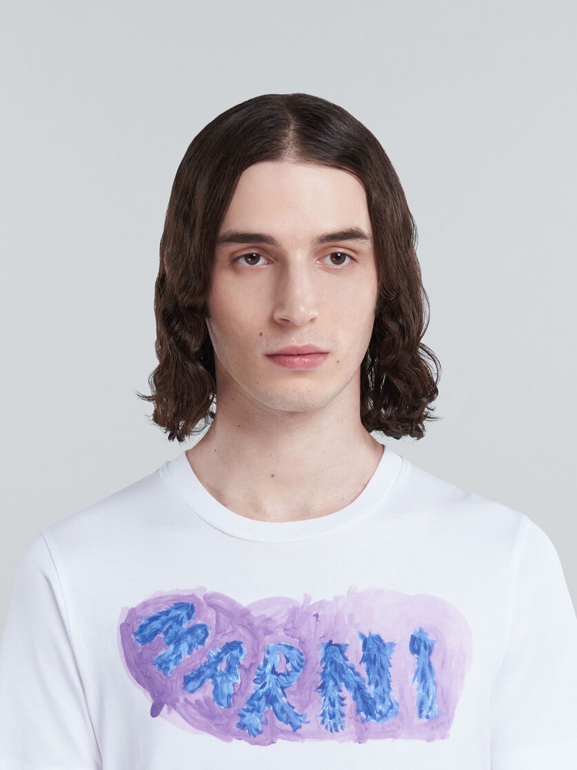 IVORY BIO COTTON T-SHIRT WITH GRAPHIC PRINT - 4