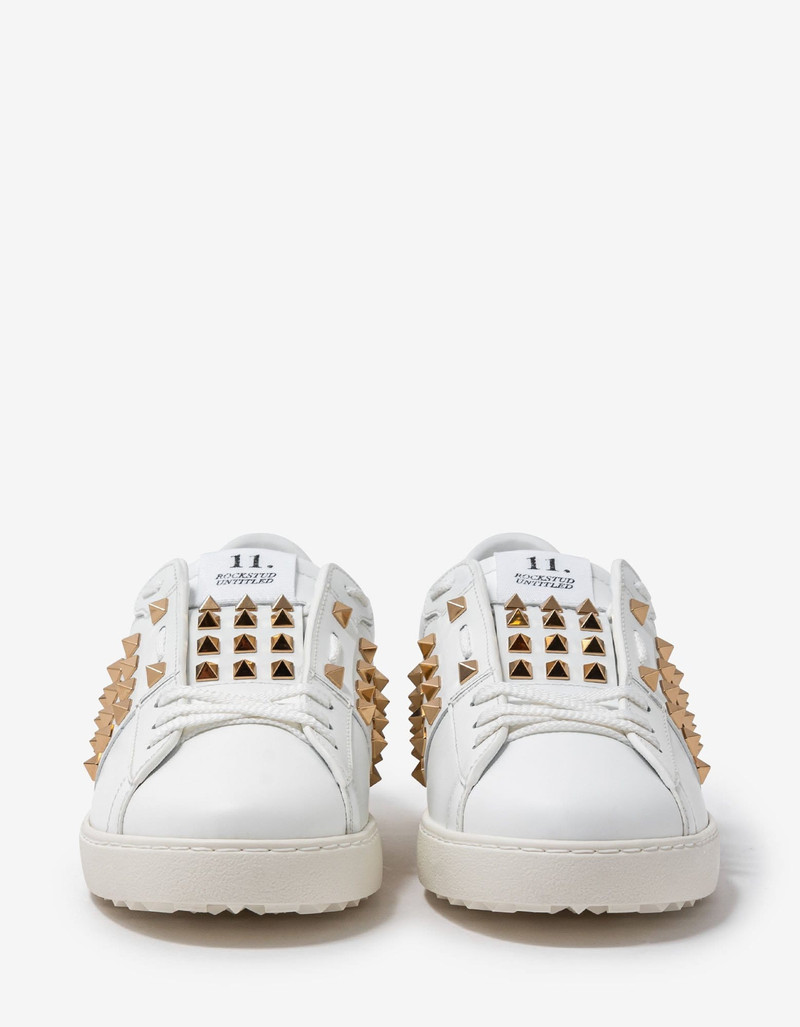 Valentino Valentino White & Gold Rockstud Untitled Trainers outlook