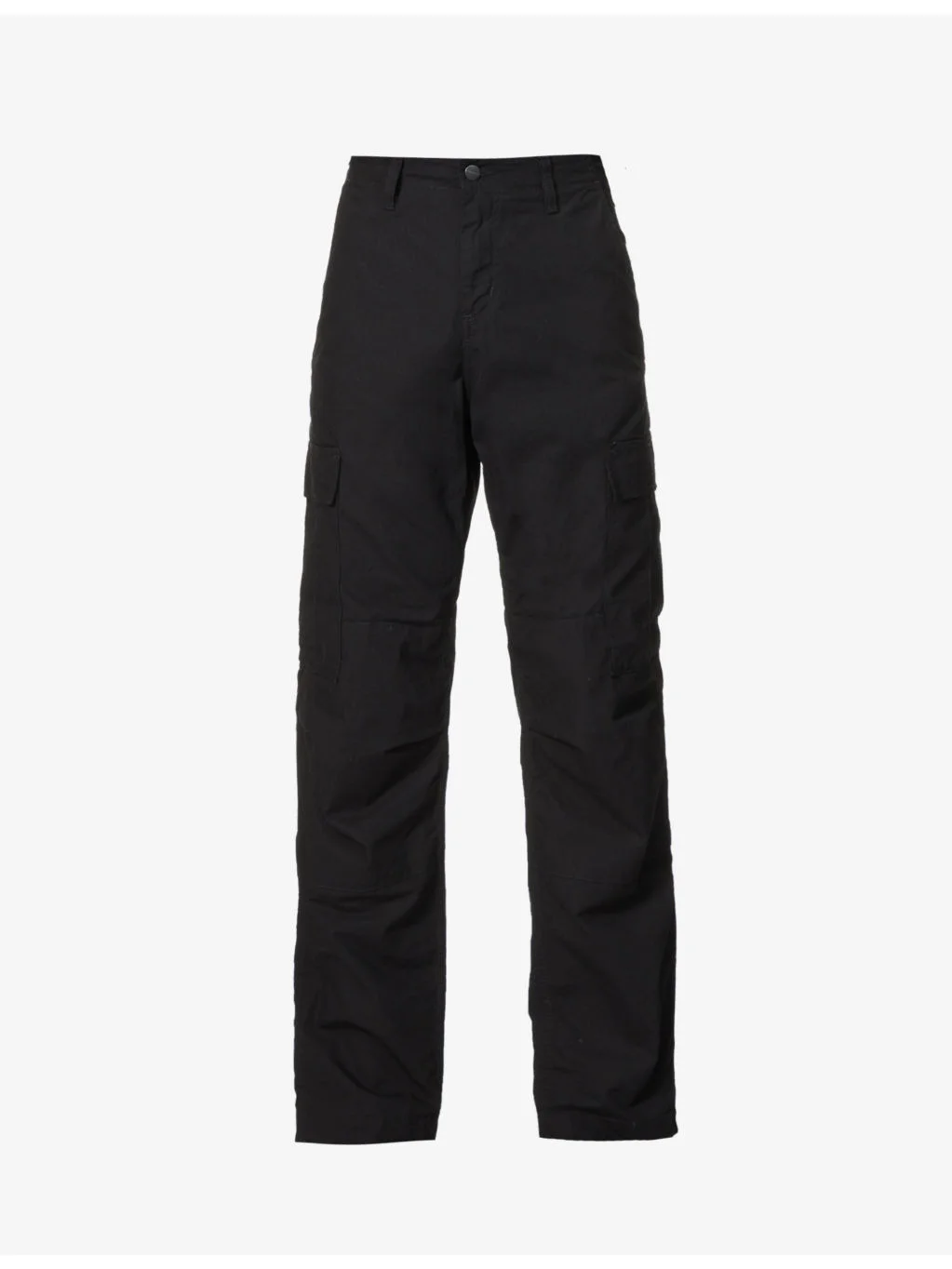 Logo-patch straight-leg cotton trousers - 1
