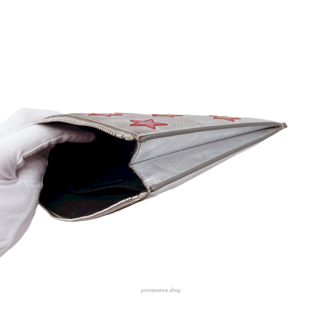 Saint Laurent Paris SLP Zip Star Pouch - Silver/Red - 14
