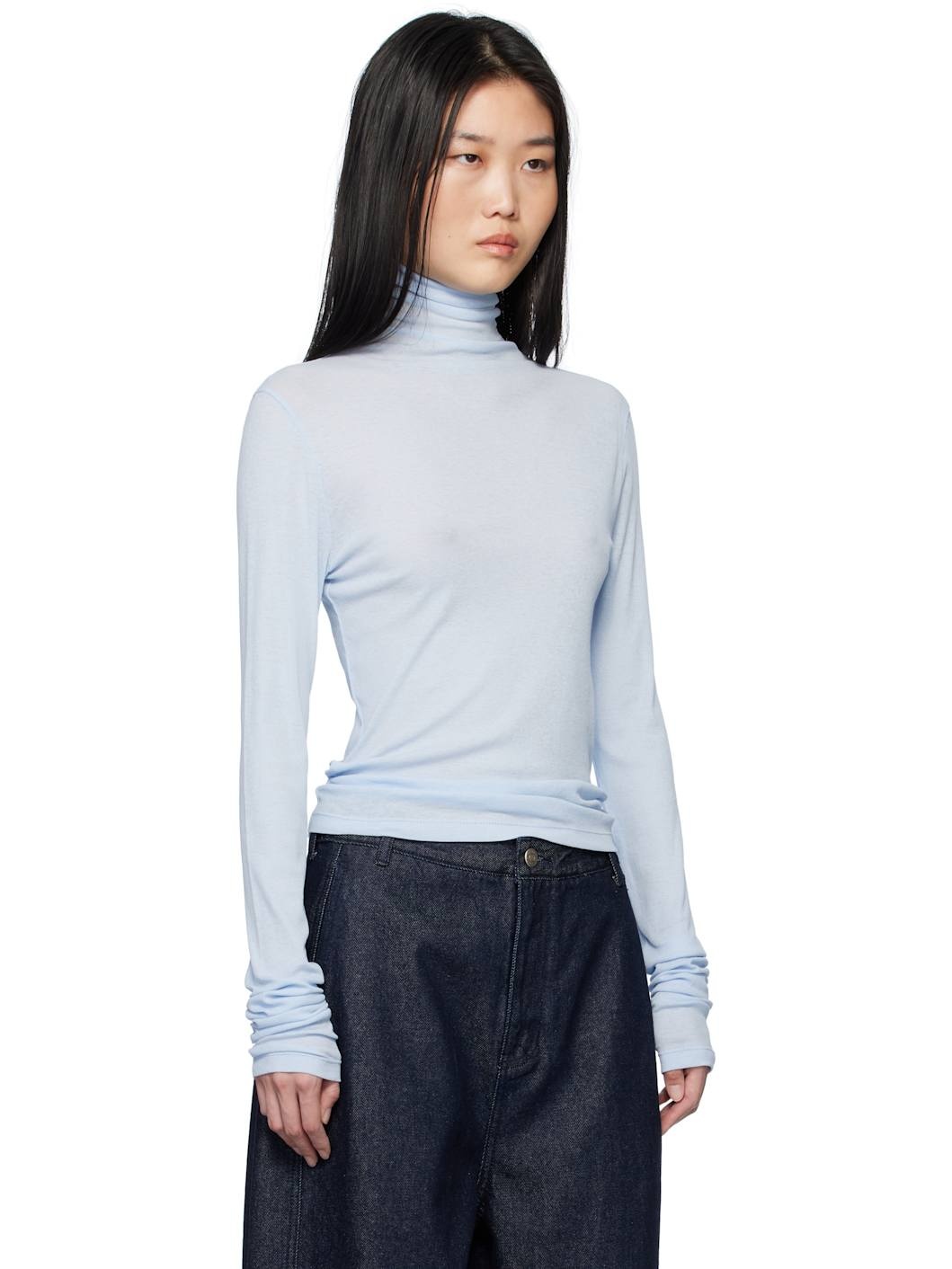 Blue Sheer Turtleneck - 2