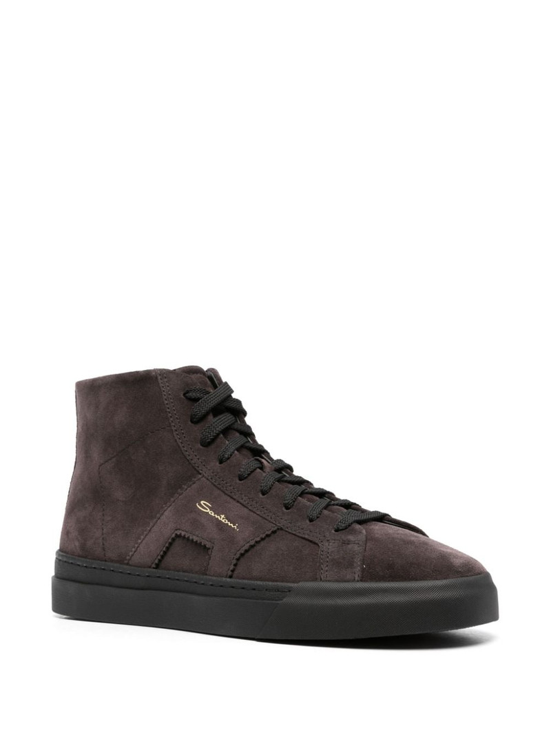Santoni logo-print suede sneakers outlook
