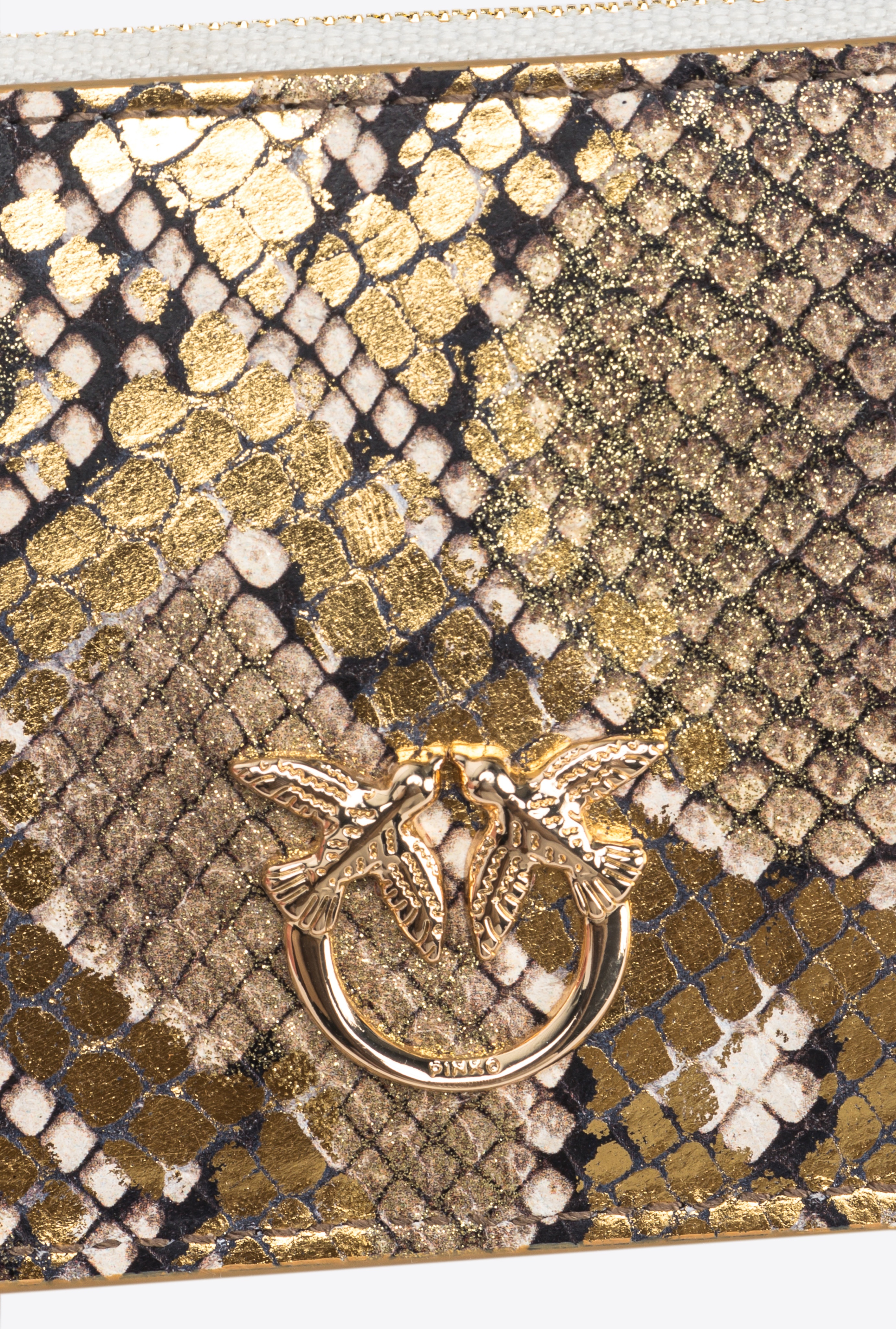 PINKO GALLERIA CARD HOLDER IN LAMINATED REPTILE-PRINT LEATHER - 5