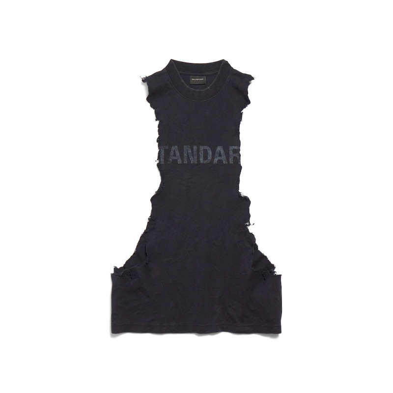 Men's Standard Ripped Tank Top in Black Faded 1