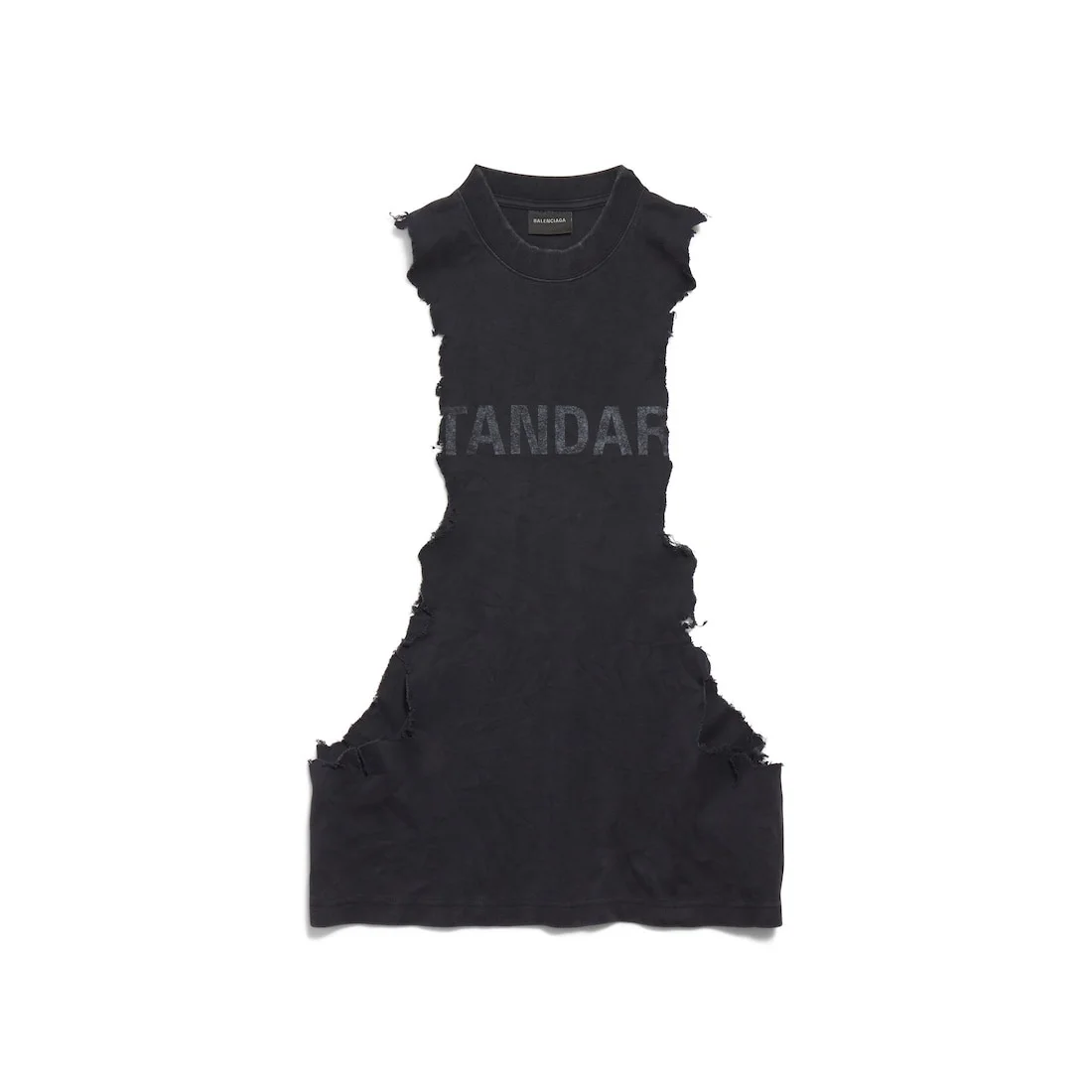 Men's Standard Ripped Tank Top in Black Faded - 1