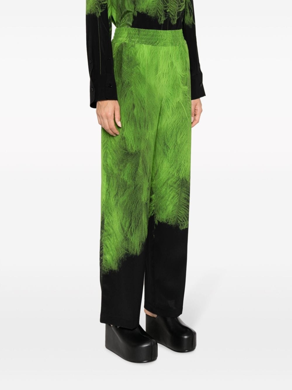feather-print silk trousers - 3
