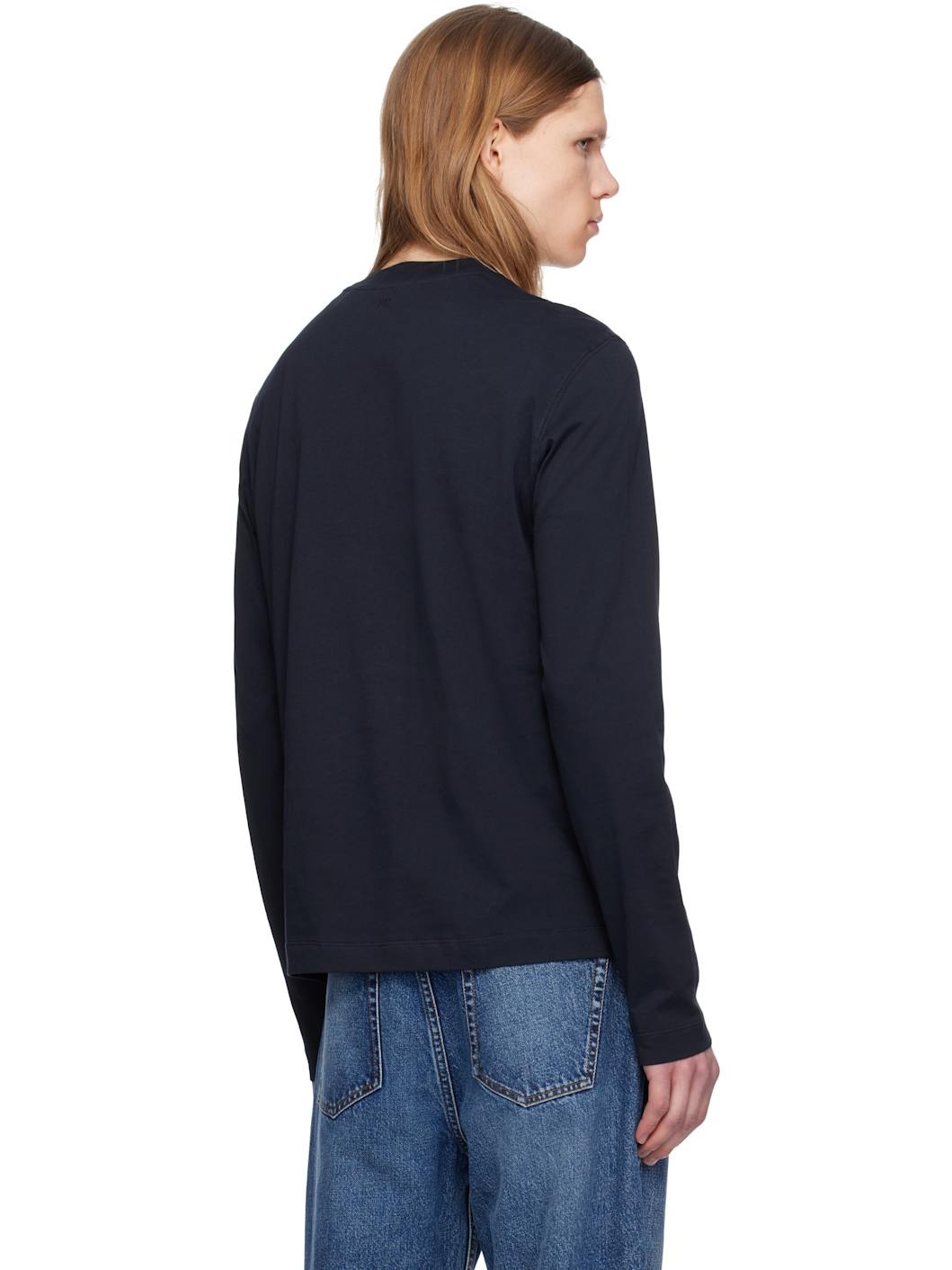Navy Cotton Ami de Coeur Long Sleeves T-shirt - 3