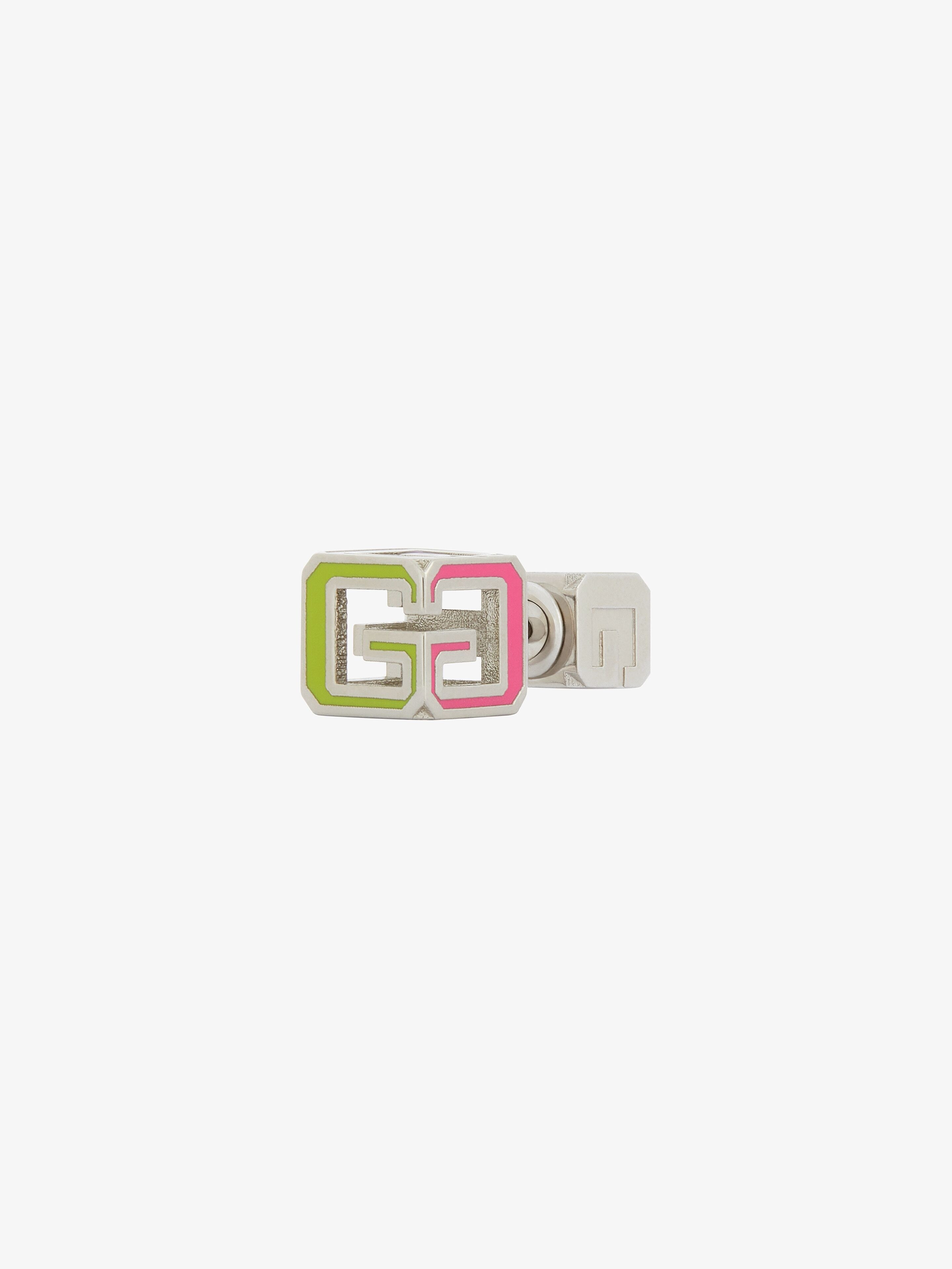 G CUBE STUD EARRING IN METAL AND ENAMEL - 5