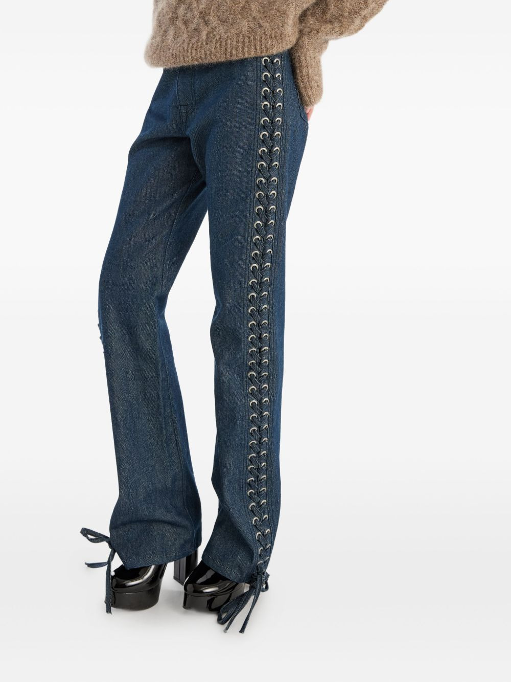logo-patch tie-details jeans - 4