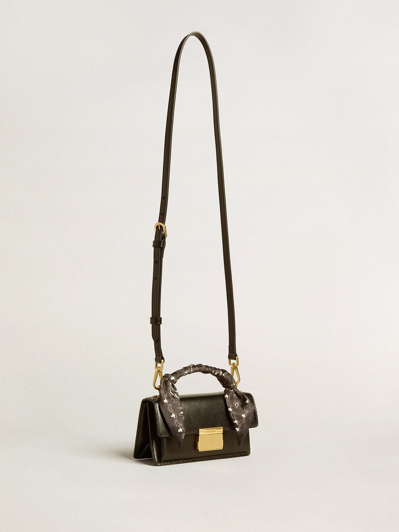 Golden Goose Small Venezia Bag in black boarded leather with silk scarf outlook