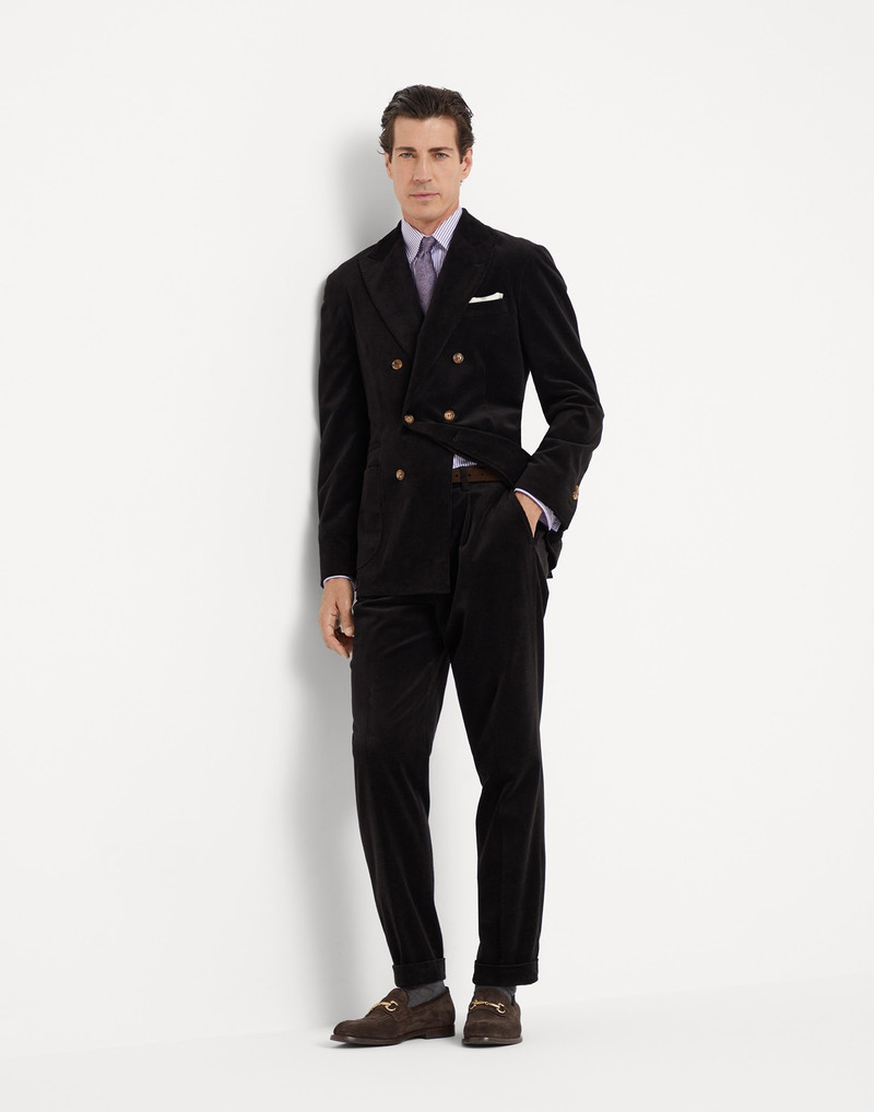 Comfort cotton and cashmere corduroy one-and-a-half breasted deconstructed blazer with patch pockets 5