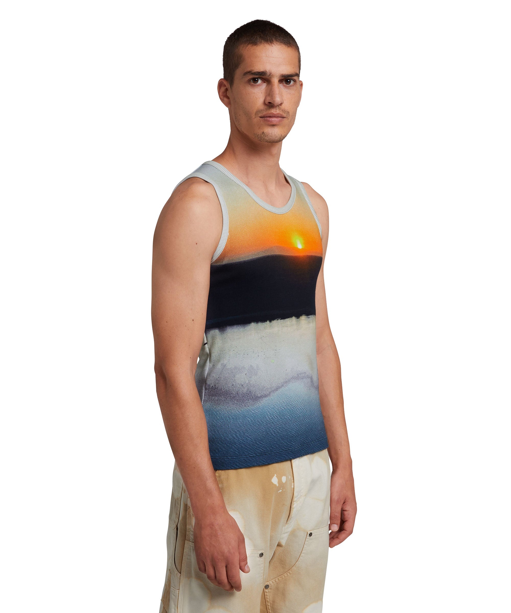 Tank top in ribbed jeresy with "Tanzanian gaze sunset" print - 4