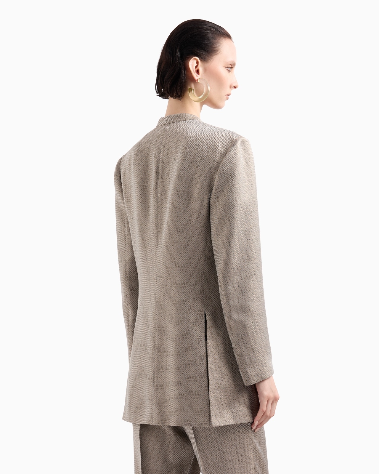LONG SINGLE-BREASTED JACKET IN JACQUARD VISCOSE AND CUPRO - 2