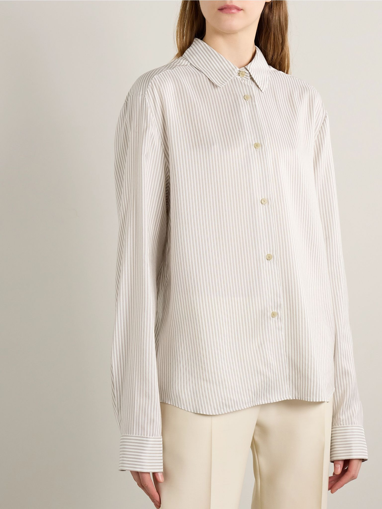 Argo striped silk shirt Cream - 3