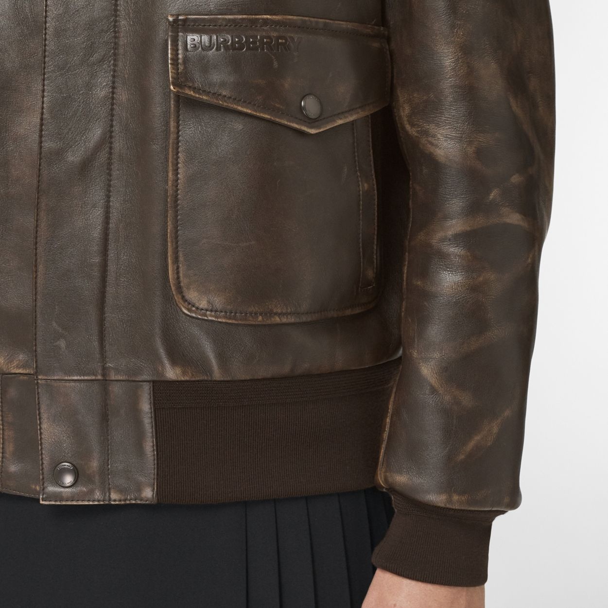 Globe Graphic Leather Bomber Jacket - 5