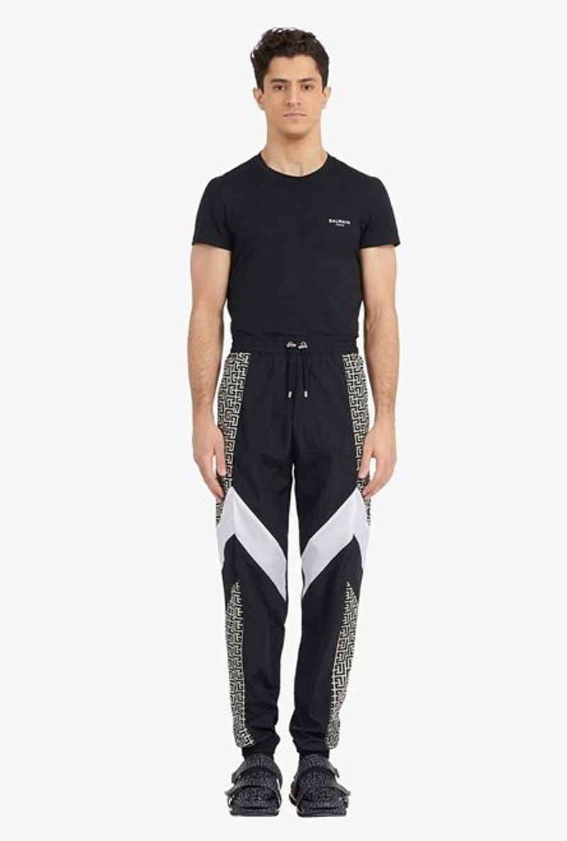 Black and white nylon sweatpants with Balmain monogram 4