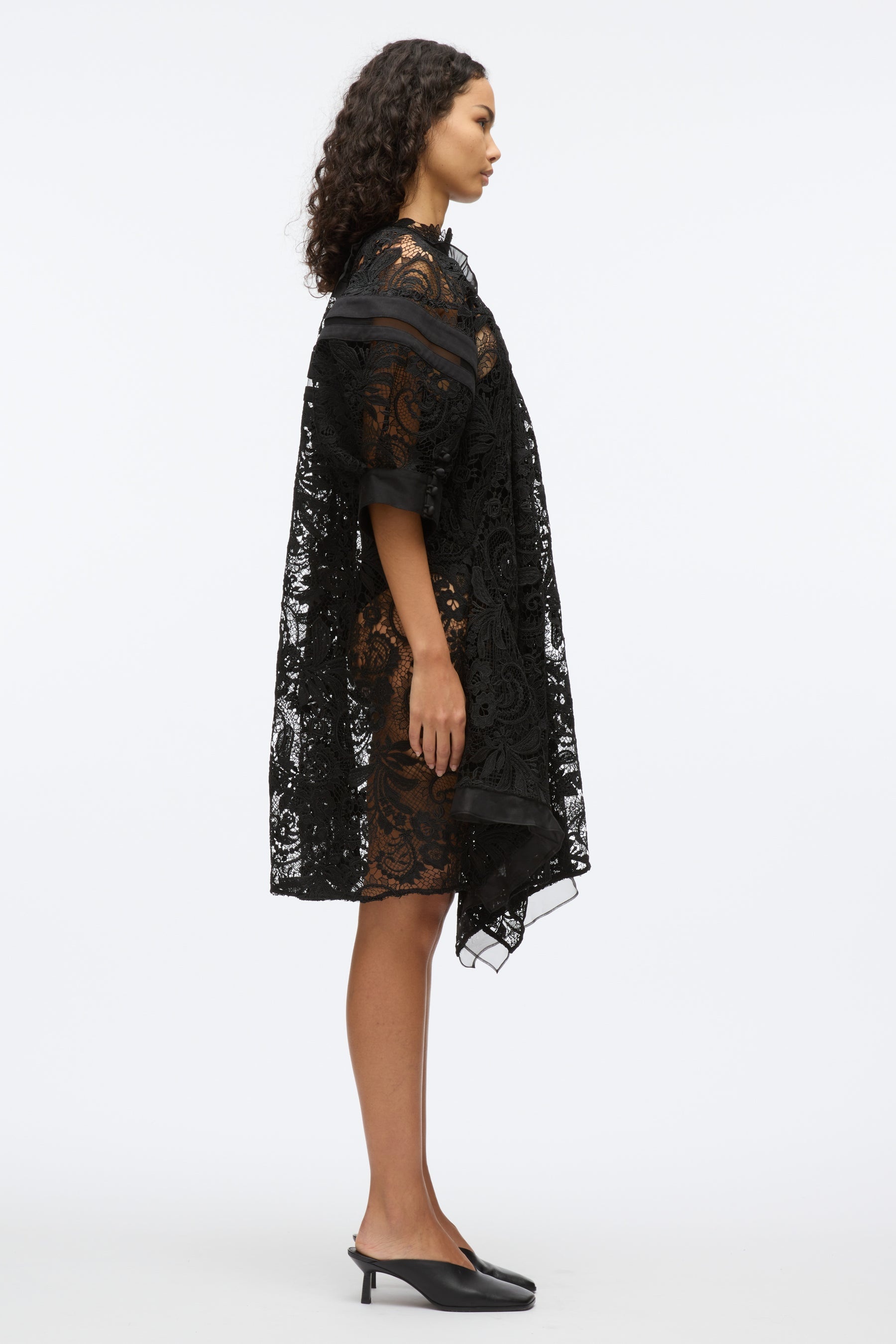 Embroidered Lace Hankerchief Dress - 5