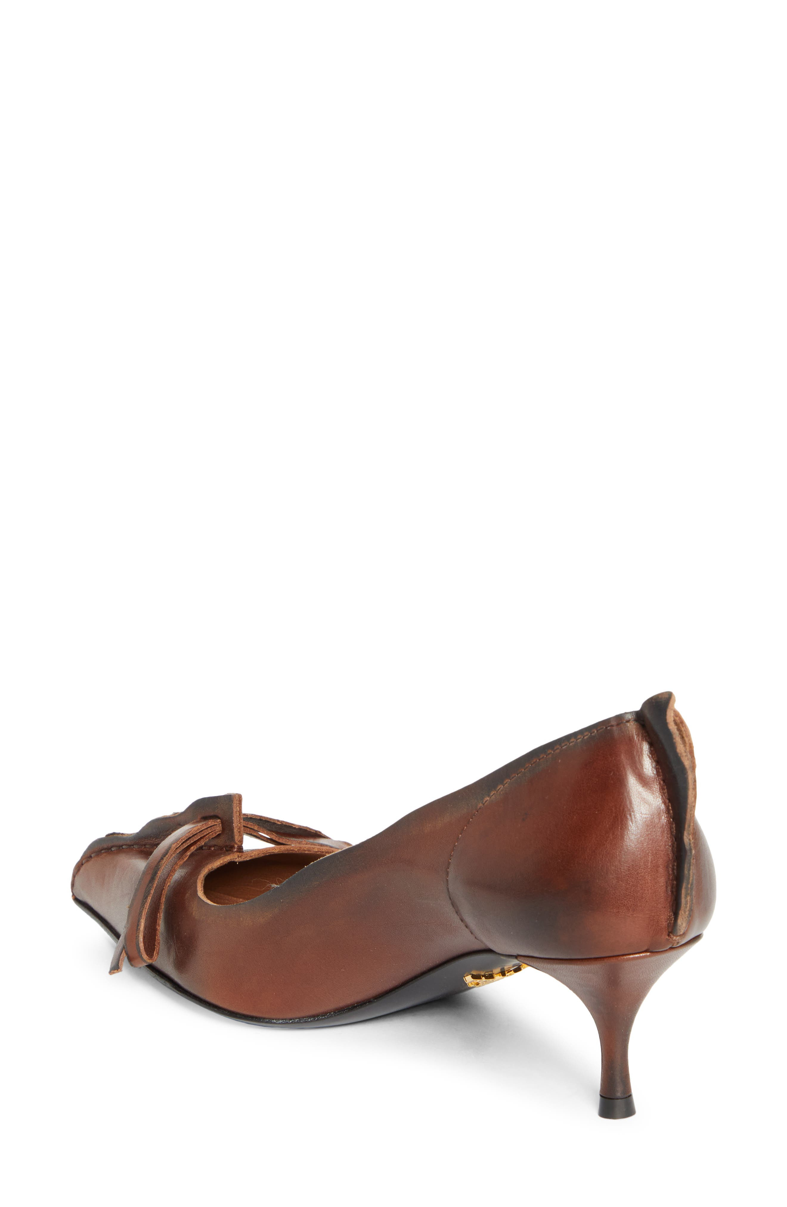 Prada Exposed Seam Kitten Heel Pump in Cacao at Nordstrom - 2