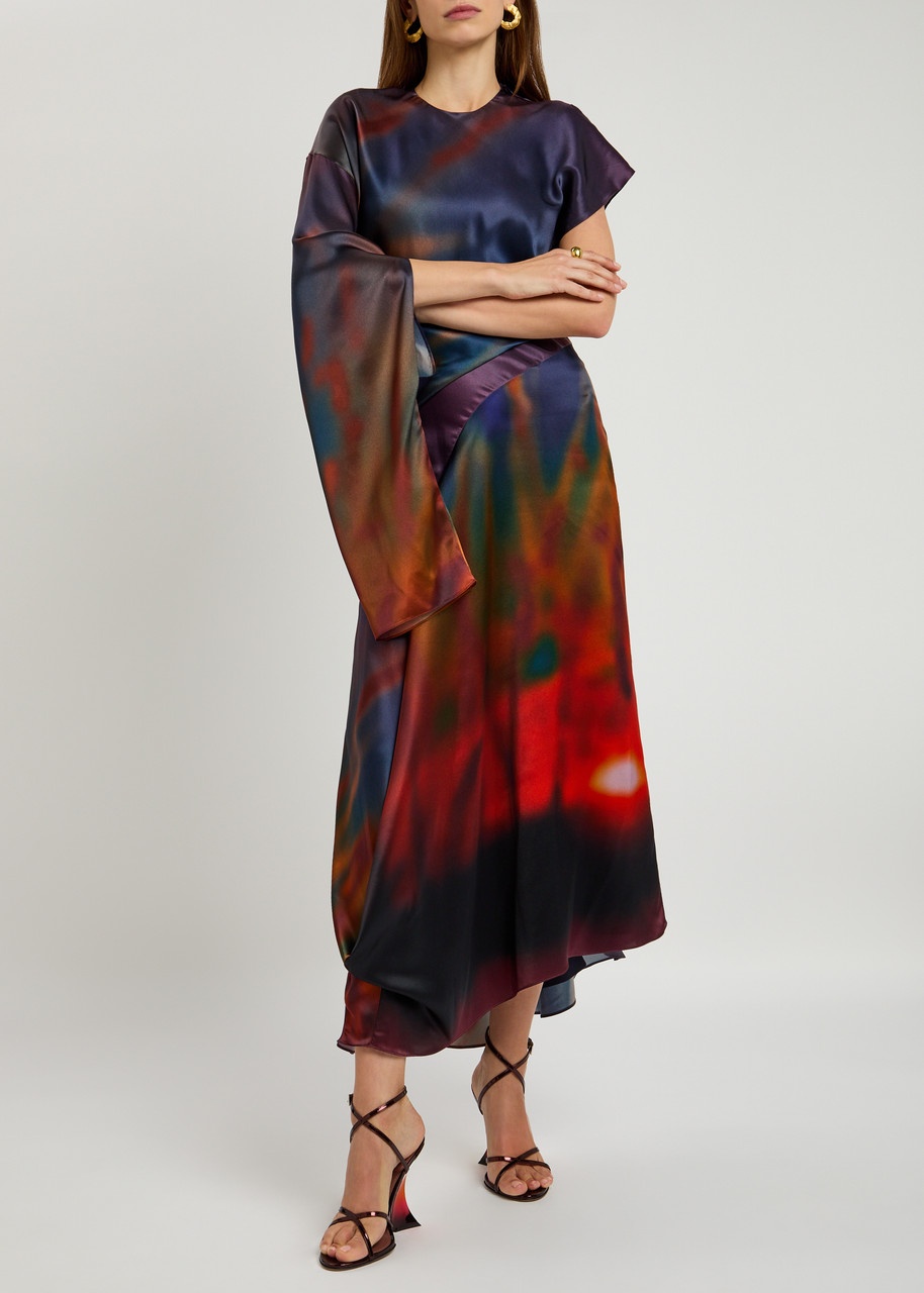 Roksanda Alia Draped Silk-satin Midi Dress - 4