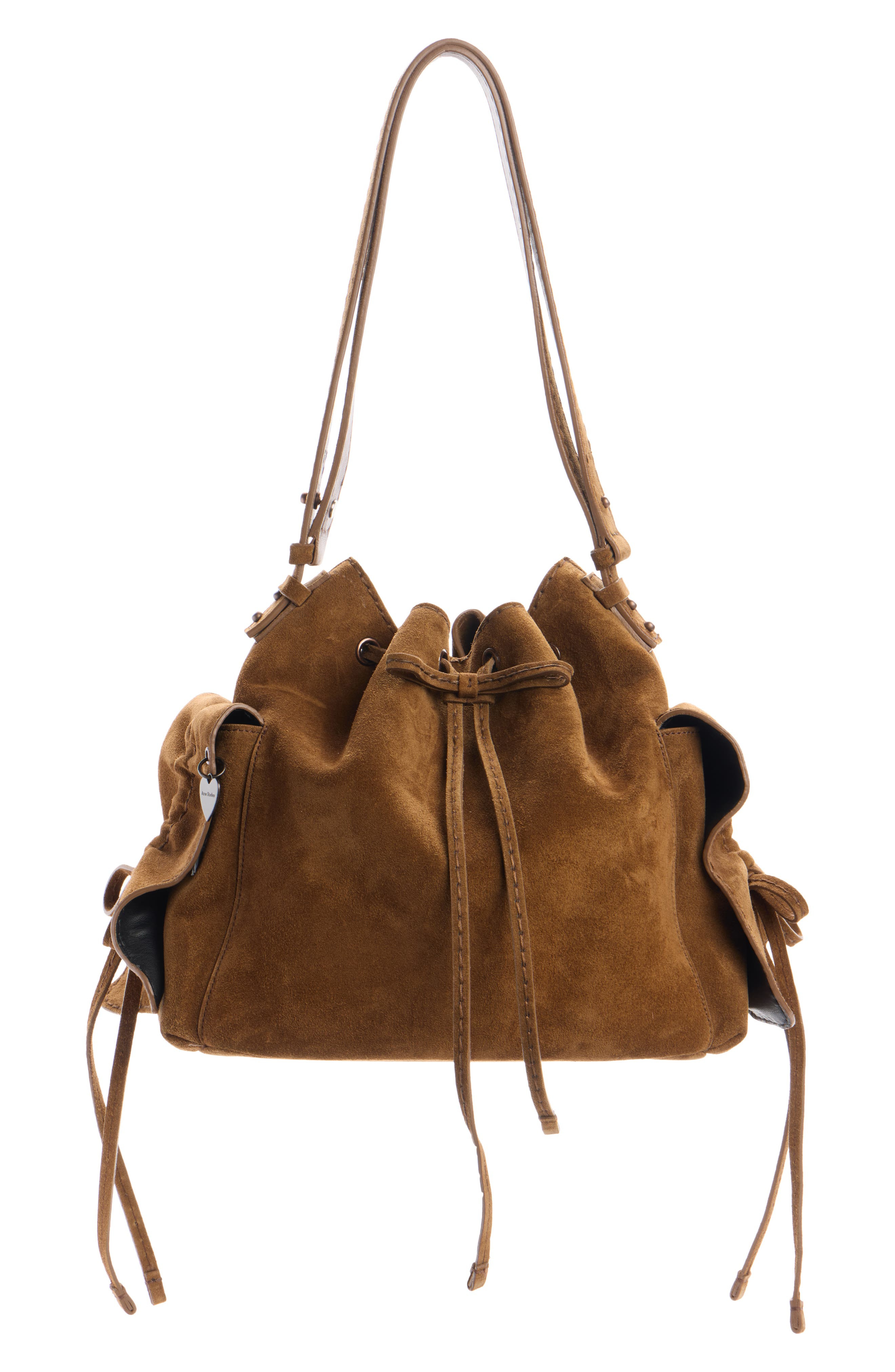Acne Studios Multipocket Suede Bucket Bag in Cognac Brown at Nordstrom - 1