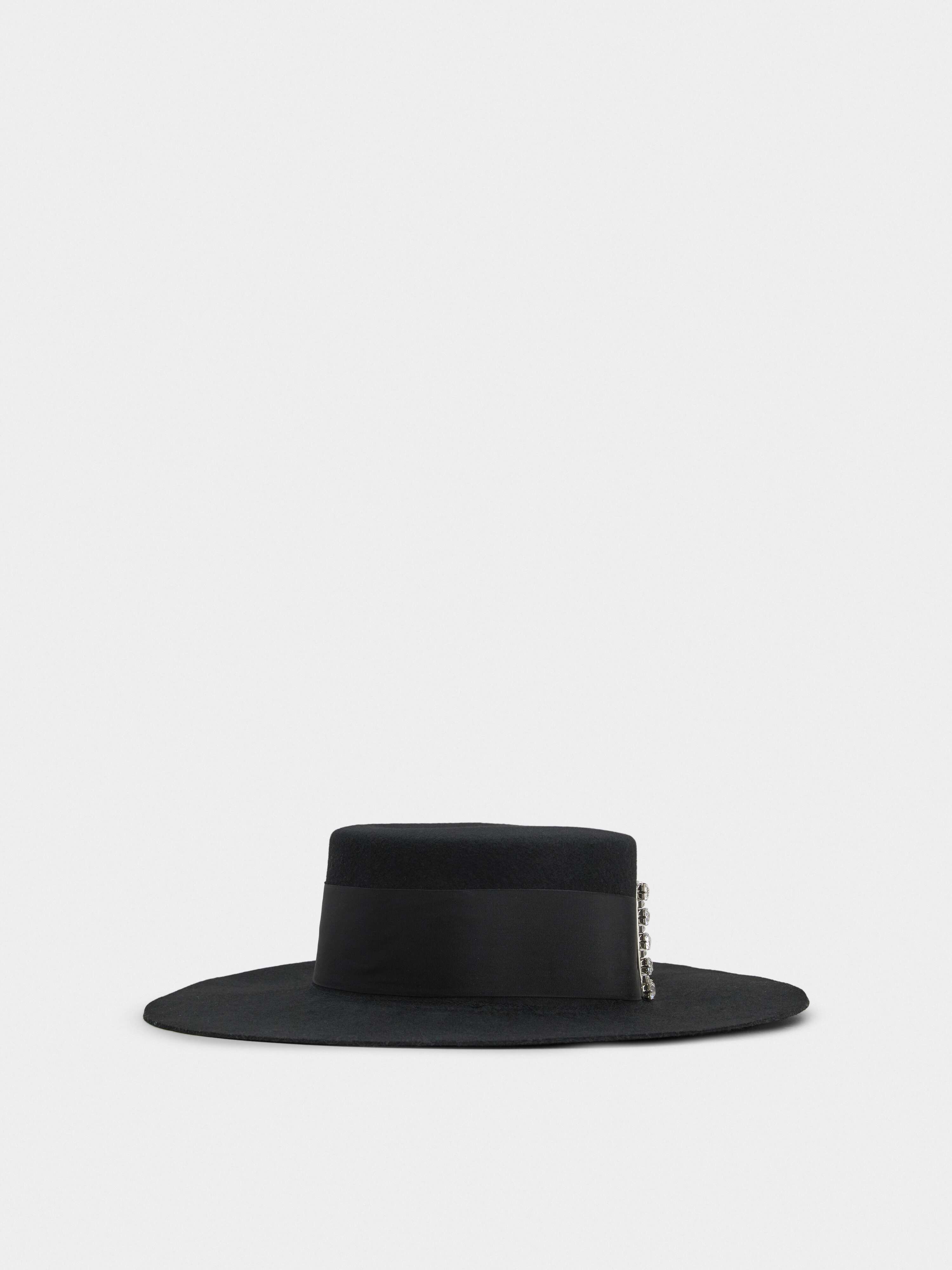 Très Vivier Rhinestone Buckle Hat in Felt - 5