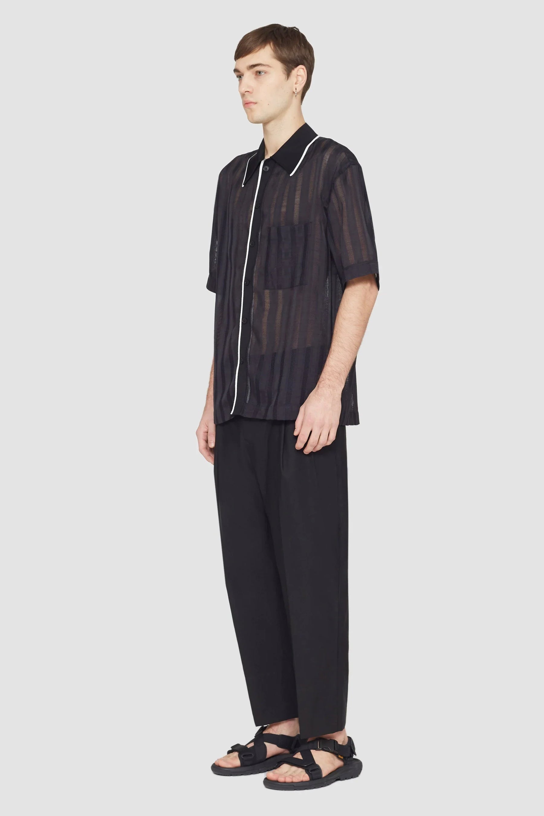 Short Sleeve Sheer Bowling Shirt - 3