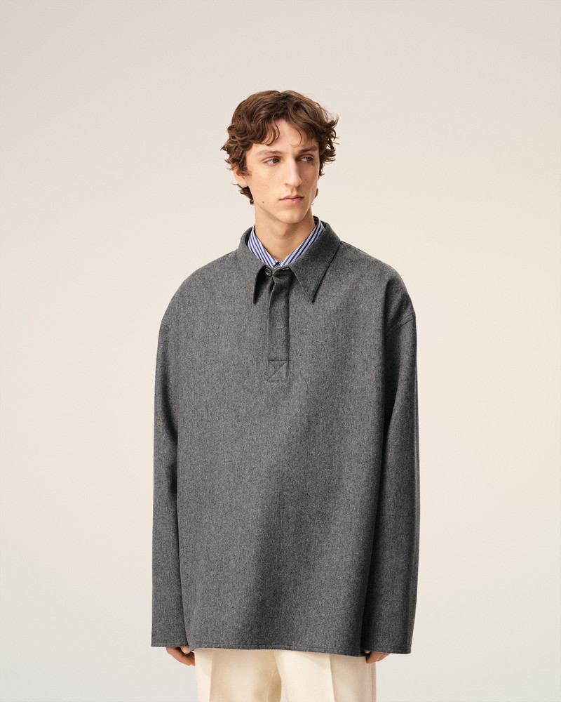GREY WOOL LONG SLEEVES POLO SHIRT 3