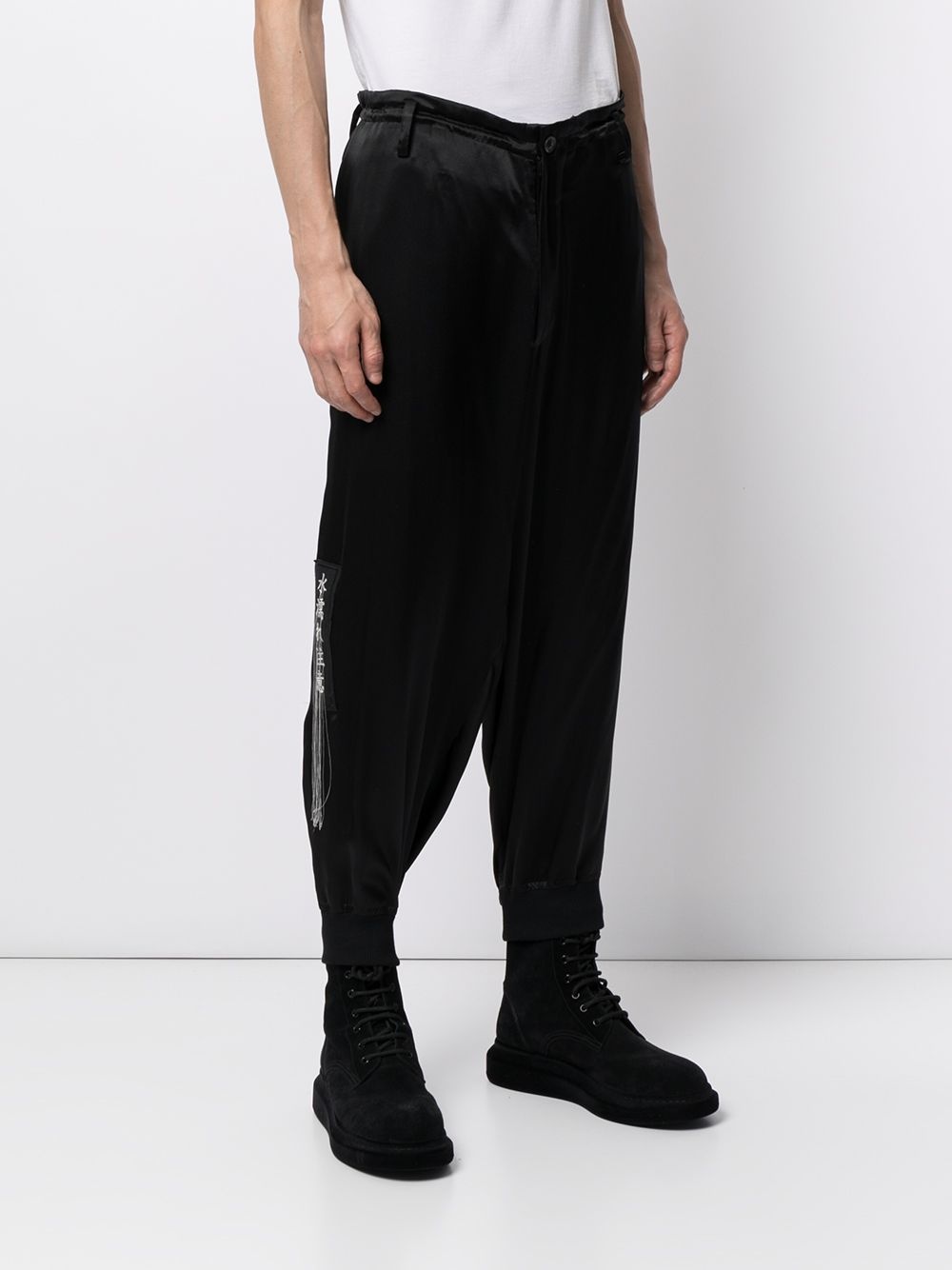 embroidered silk tapered trousers - 3