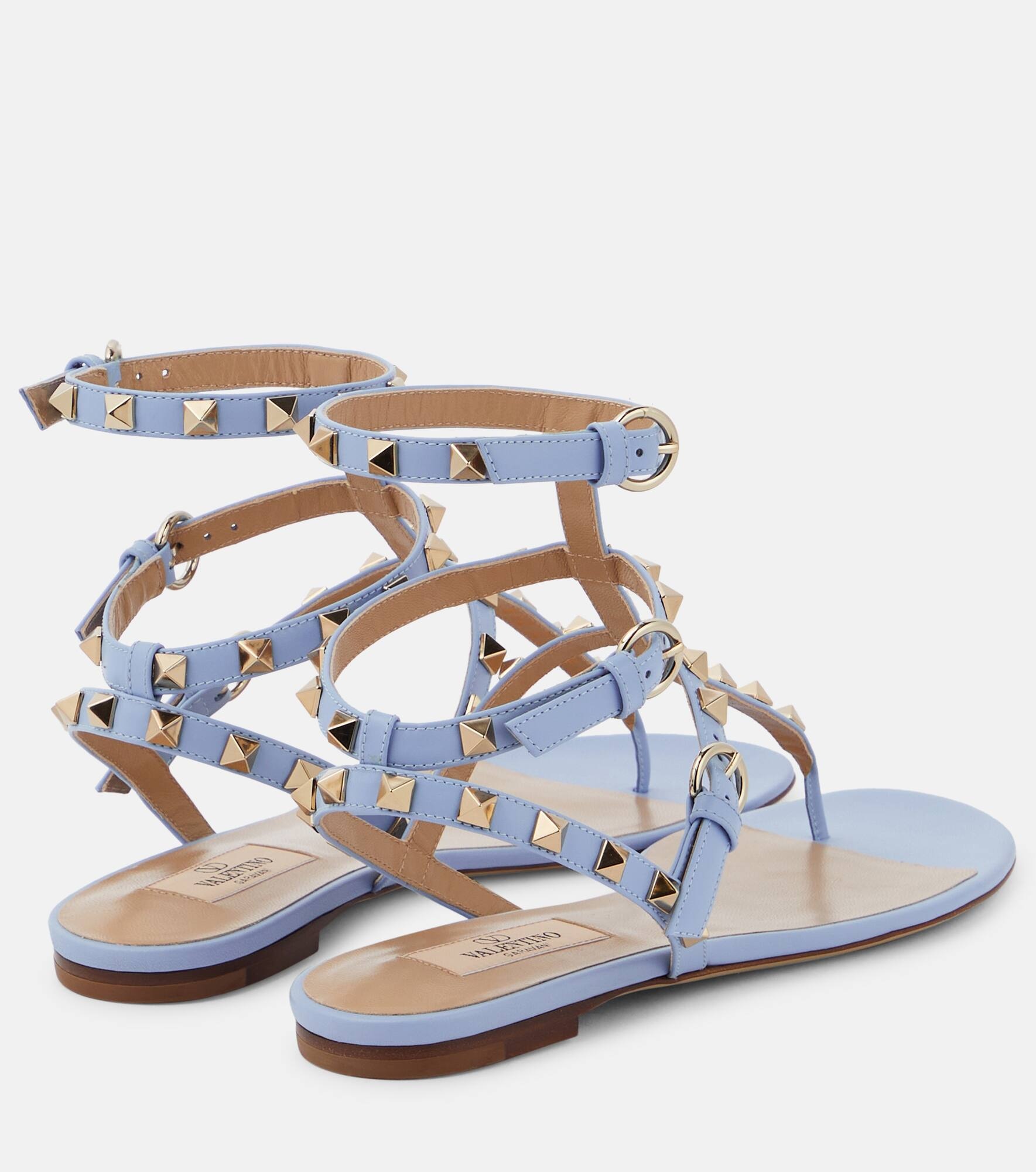 Rockstud leather thong sandals - 3