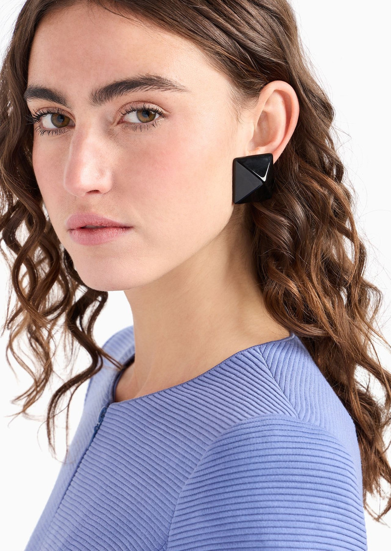 Oversize square faceted earrings 3