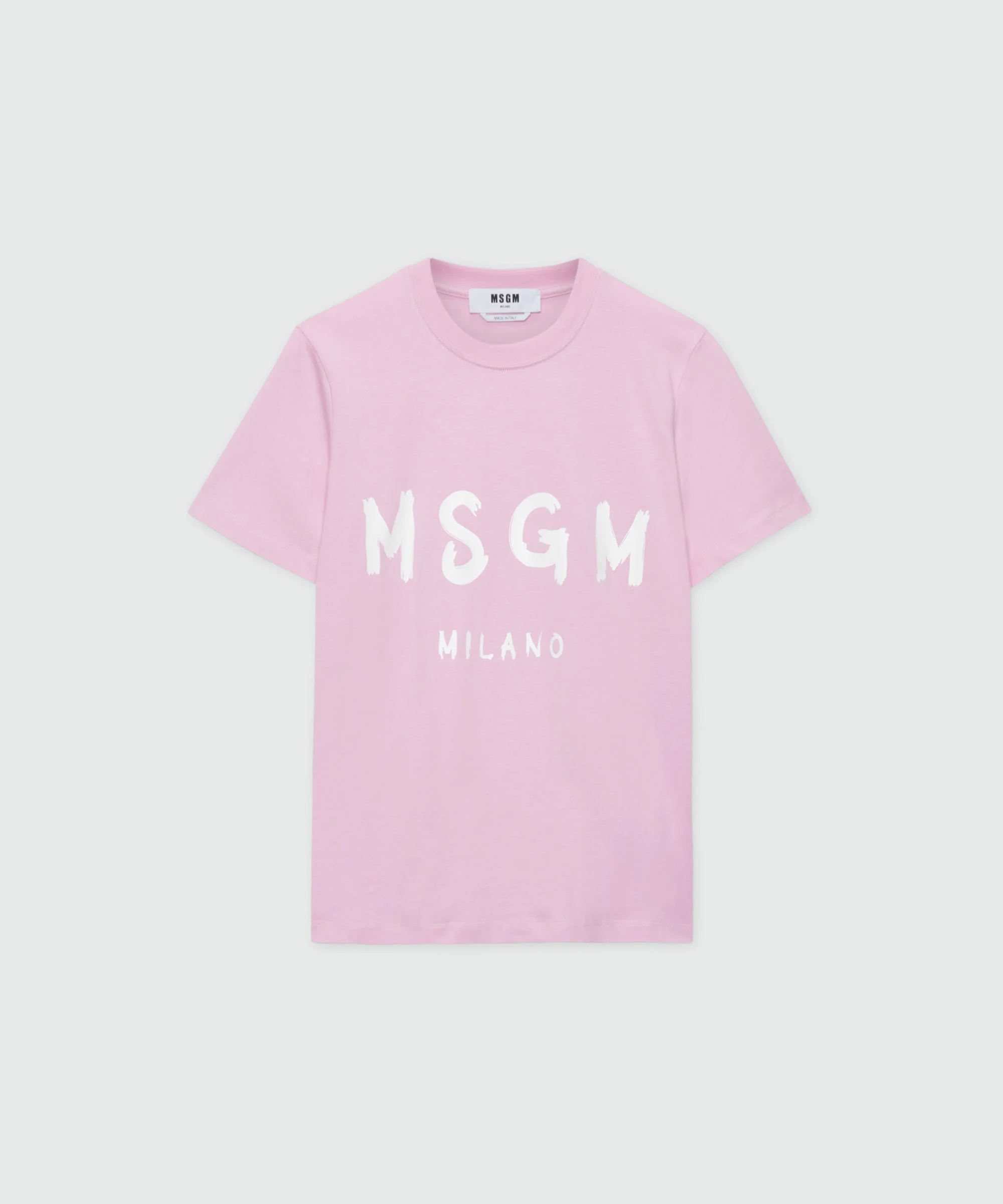 Pink jersey T-shirt with MSGM brushstroke logo - 1