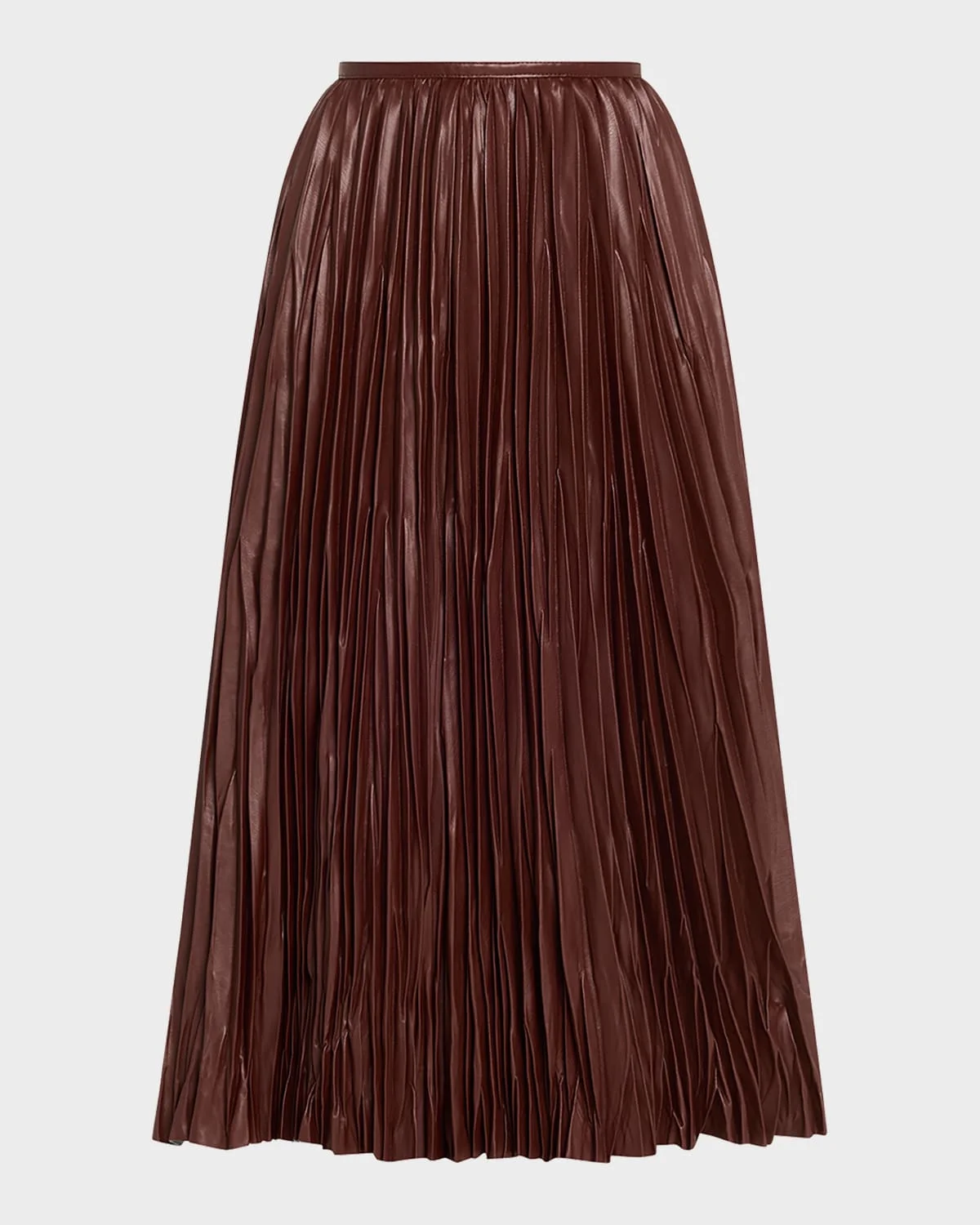 Rosalyn Pleated Vegan Leather Midi Skirt - 1