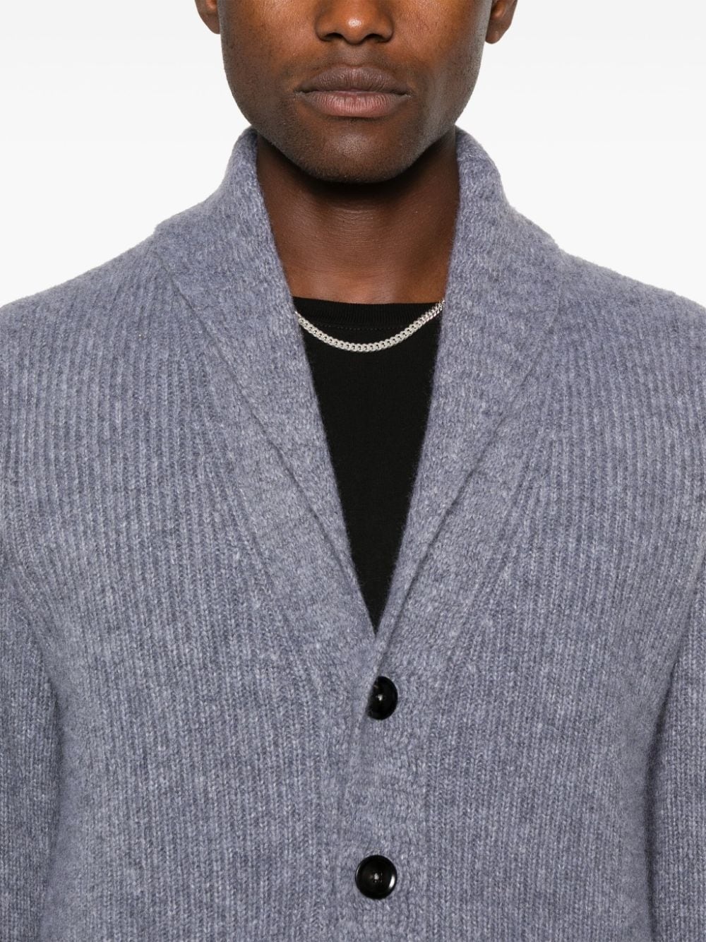 shawl-collar ribbed cardigan - 5