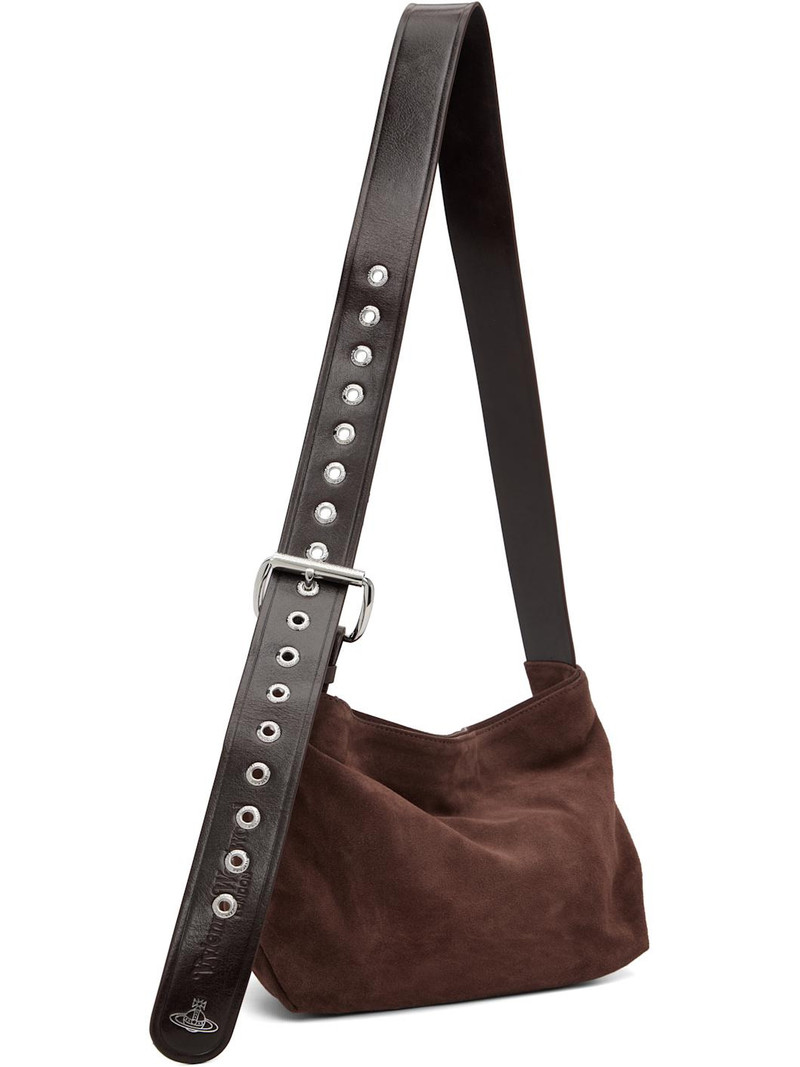 Vivienne Westwood Brown Suede Maxime Small Crossbody Bag outlook