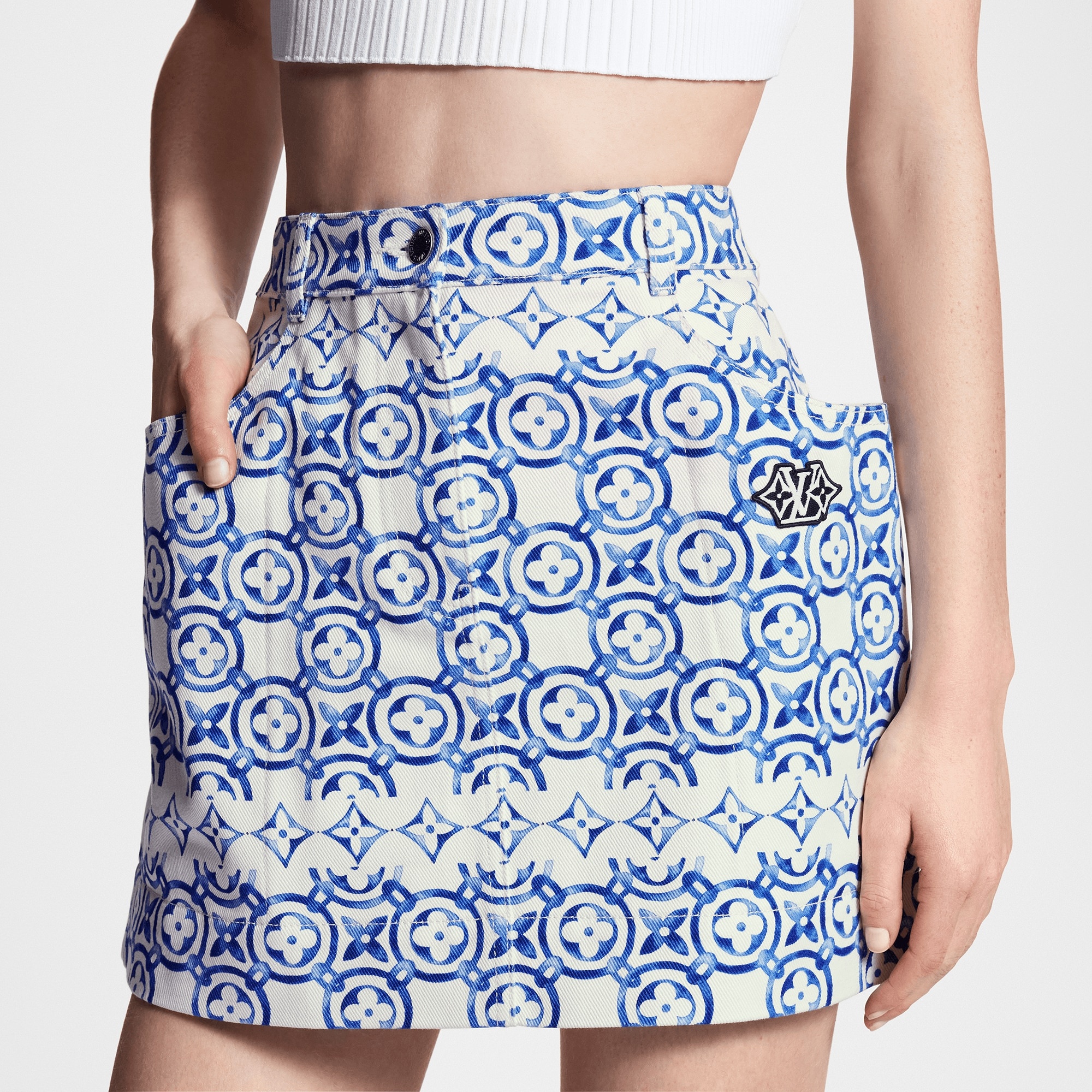 Monogram Flower Tile Pocket Mini Skirt - 2