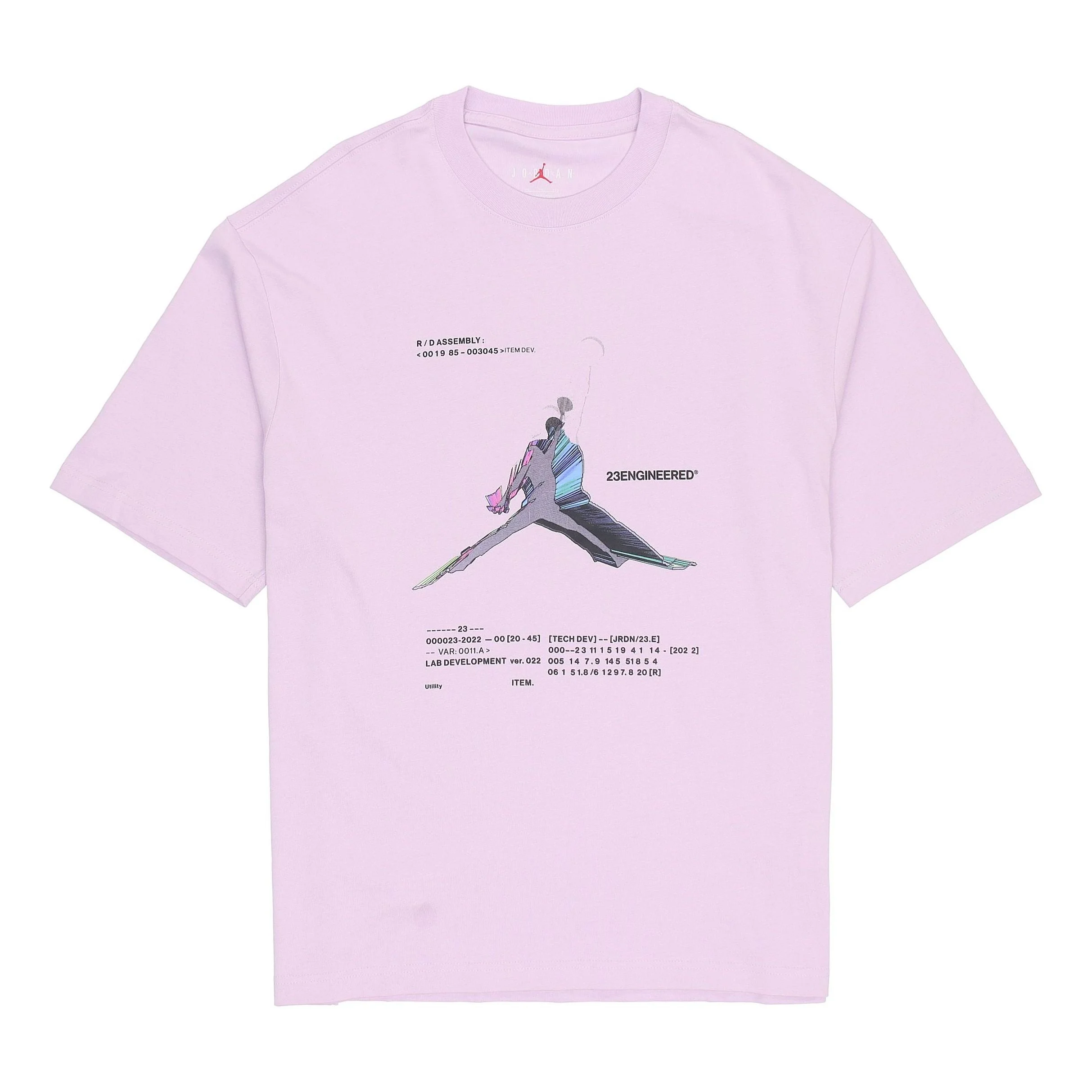 Air Jordan 23 Engineered Casual Breathable Large Logo Printing Round Neck Short Sleeve Pink Purple D - 1