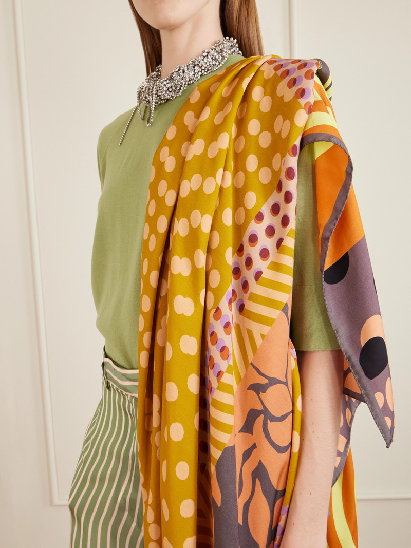 Dries Van Noten Polka-dot Printed Twill Scarf outlook