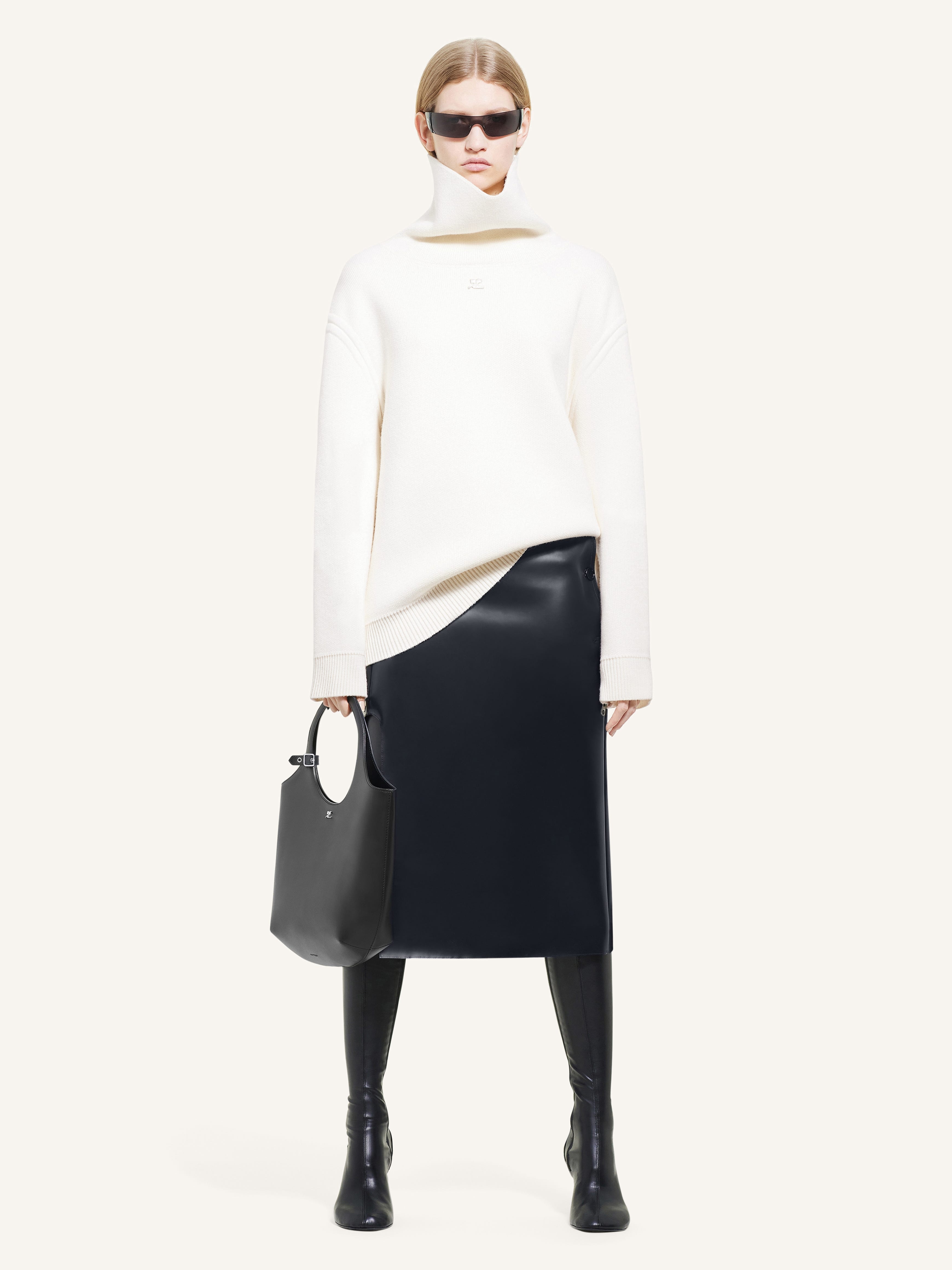 LATEX EFFECT OBLIQUE SKIRT - 2