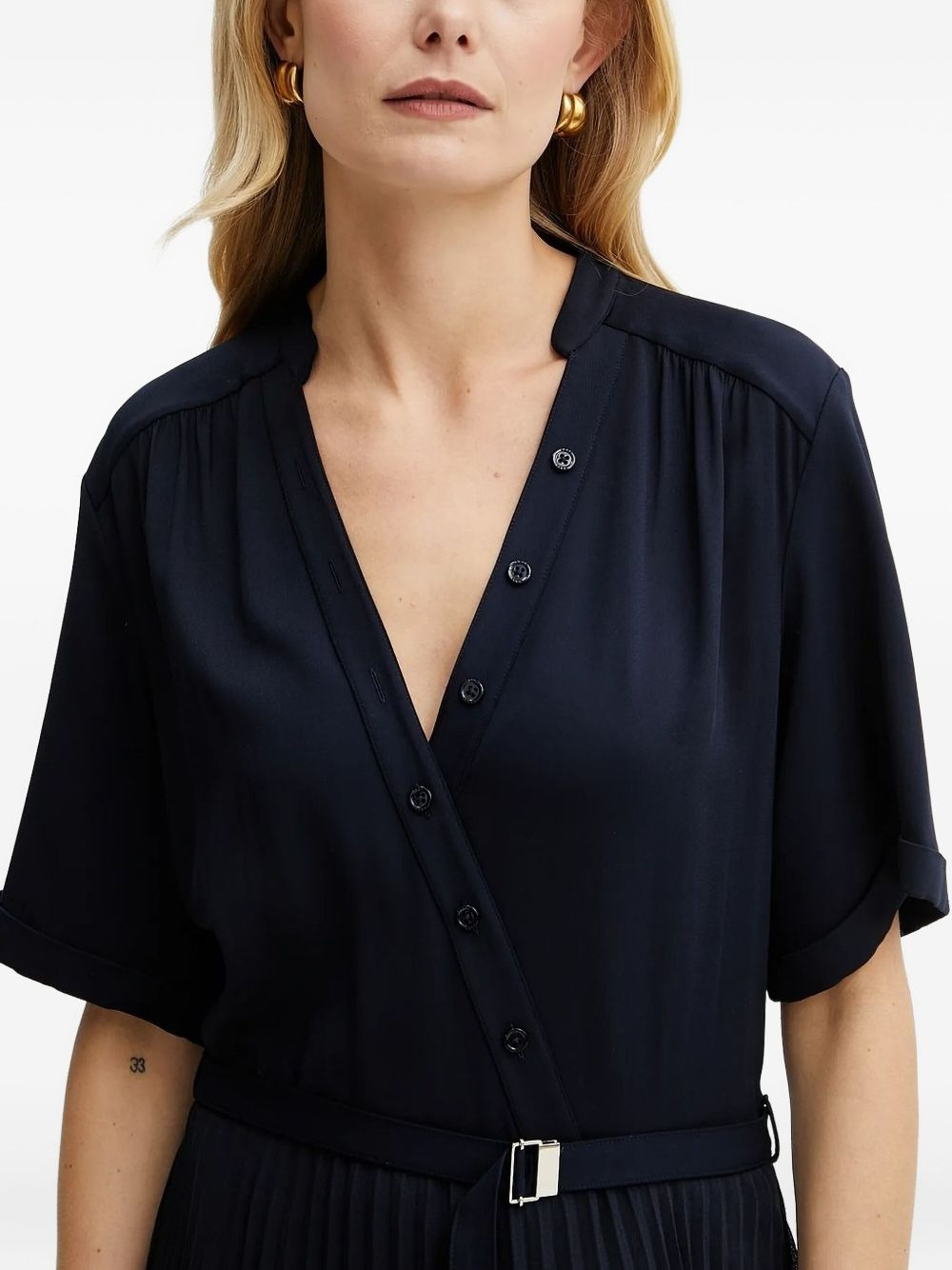 Docelina pleated button-front midi dress - 3