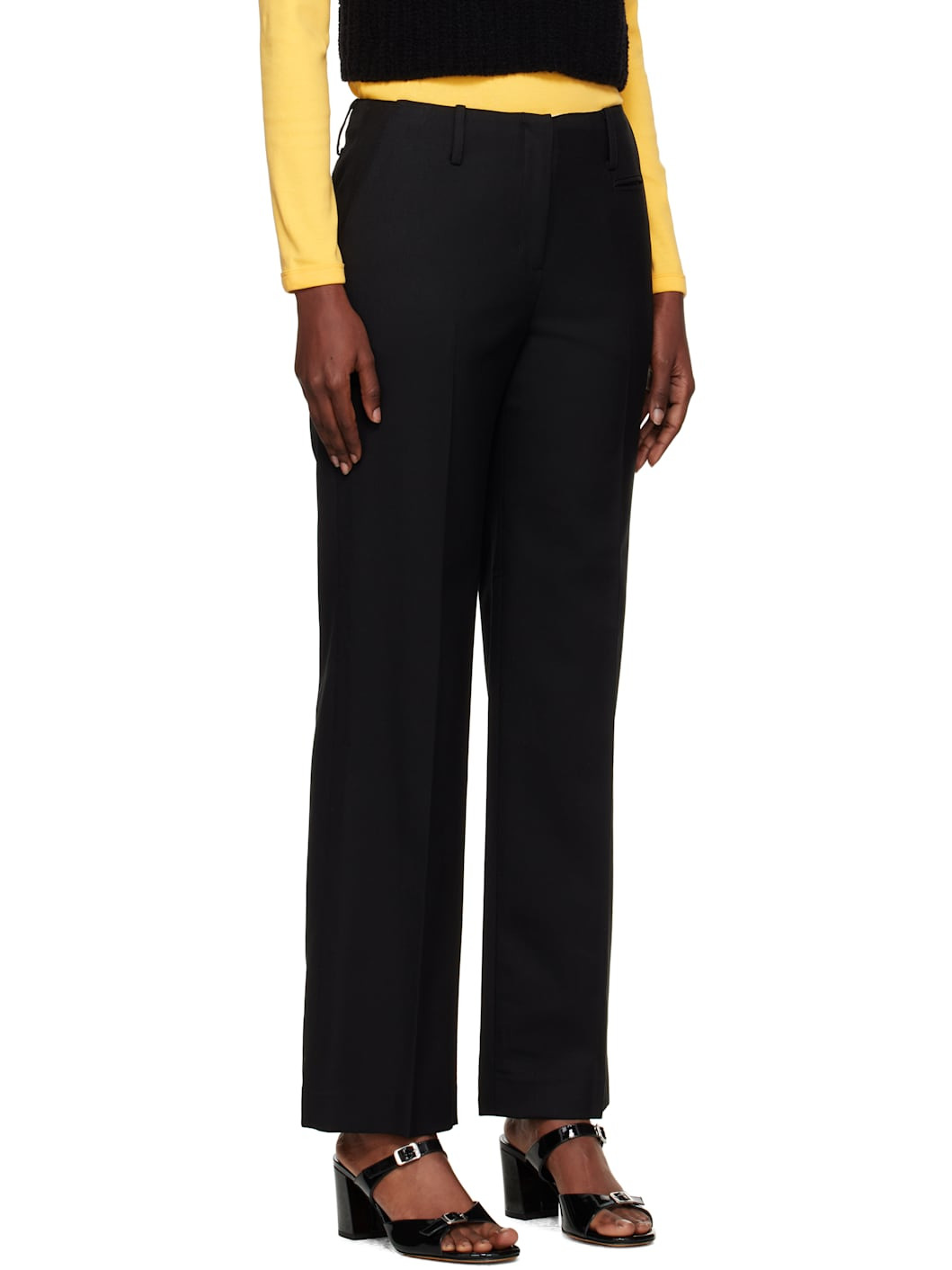 Black Low-Rise Tailored Wool Trousers - 2