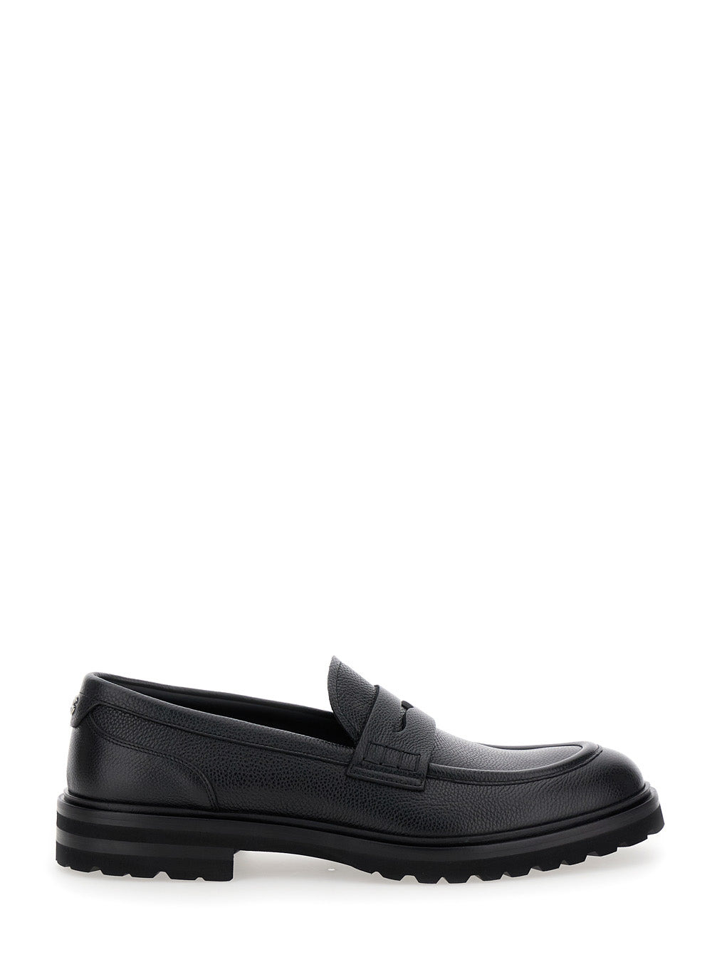 Dolce & Gabbana Men 'Altavilla' Black Loafers With Dg Logo On The Heel In Brushed Leather Man - 1