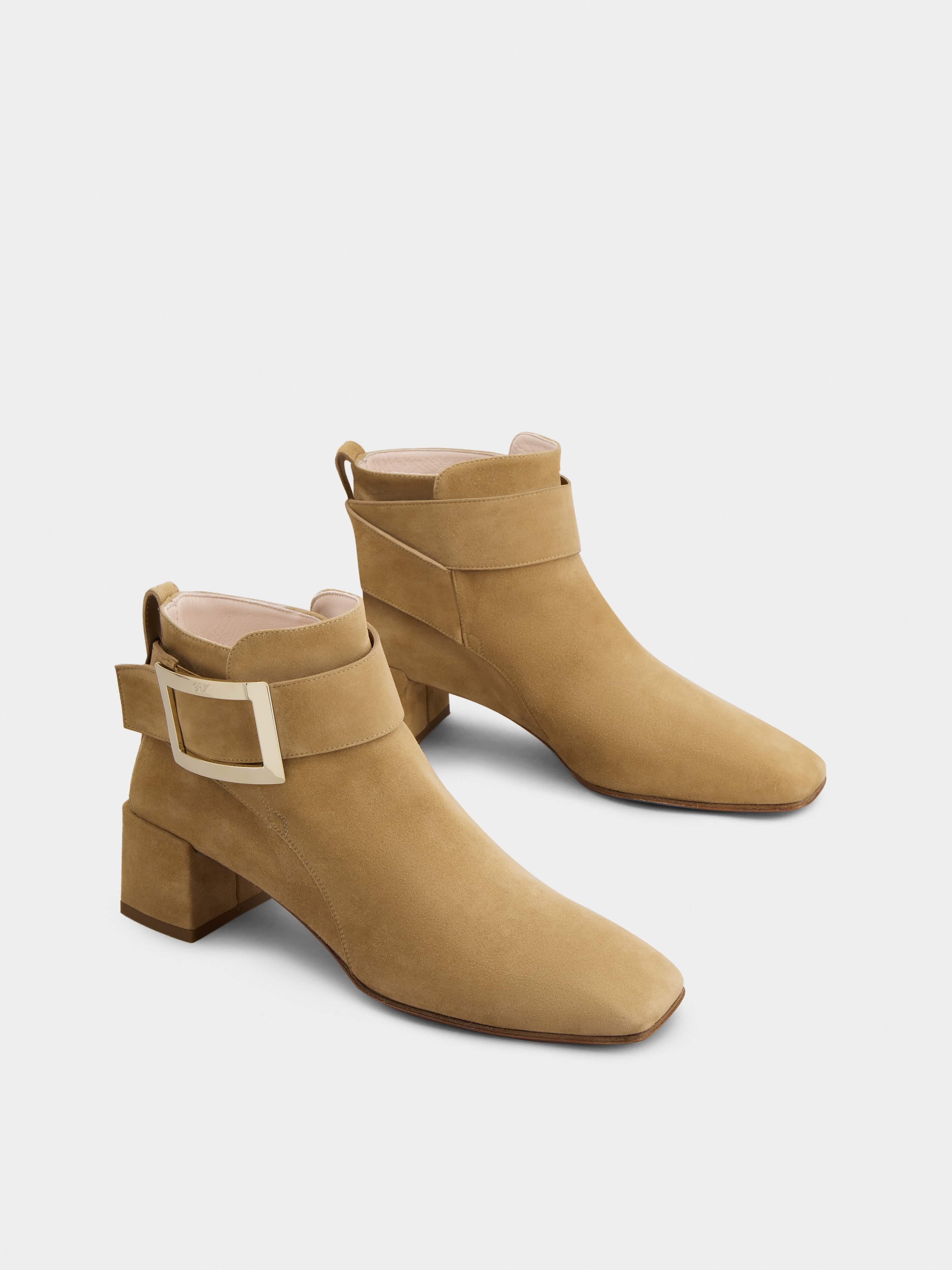 So Vivier Metal Buckle Ankle Boots in Suede - 3