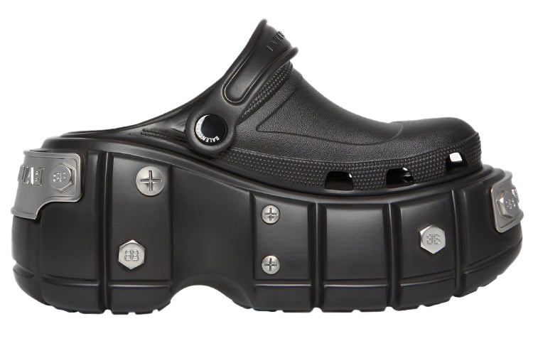 (WMNS) Balenciaga Hardcrocs Slide x Crocs 'Nero Silver' 687398W1S8N1081 - 3