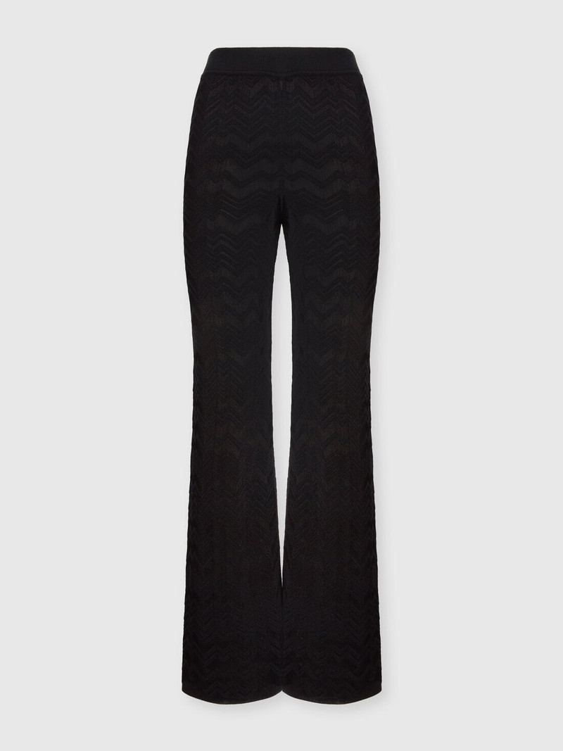Straight Long Pants in Chevron Pattern 1