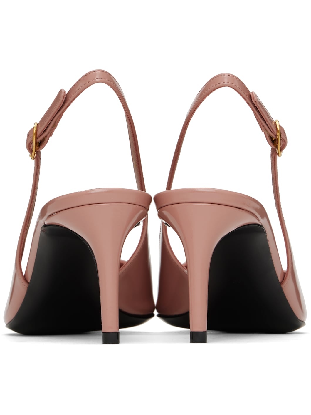 Pink Polished Calfskin Slingback Heels - 2