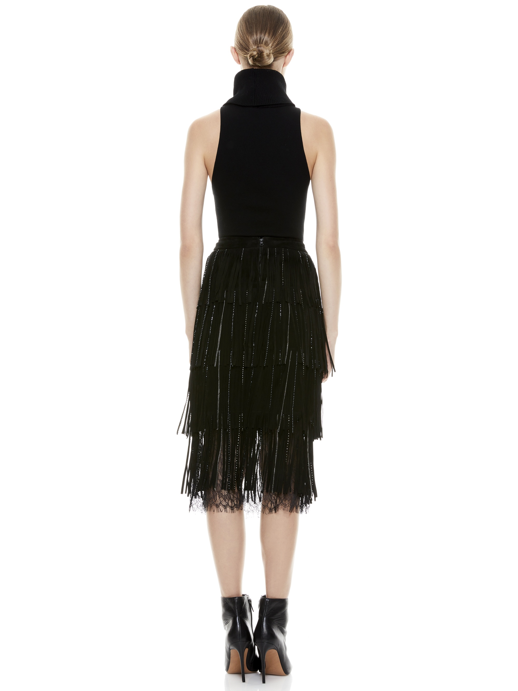 MISHA SUEDE FRINGE MIDI SKIRT - 4