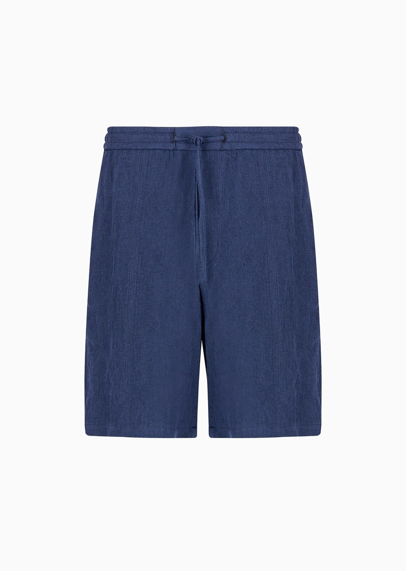Faded linen with a crêpe texture drawstring board shorts with drawstring 1